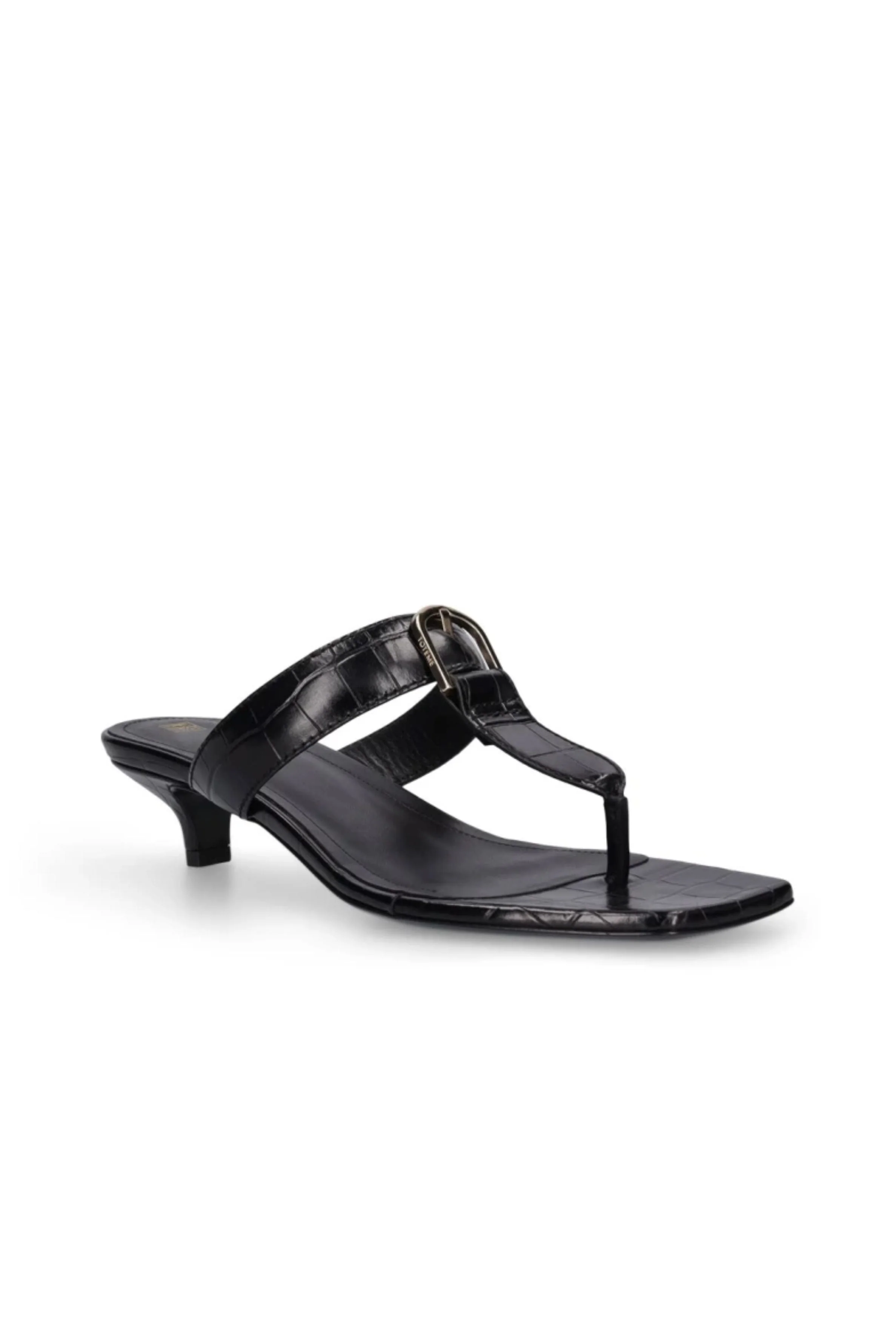 Totême Belted Croco Flip-Flop Heels - Black - Image 2