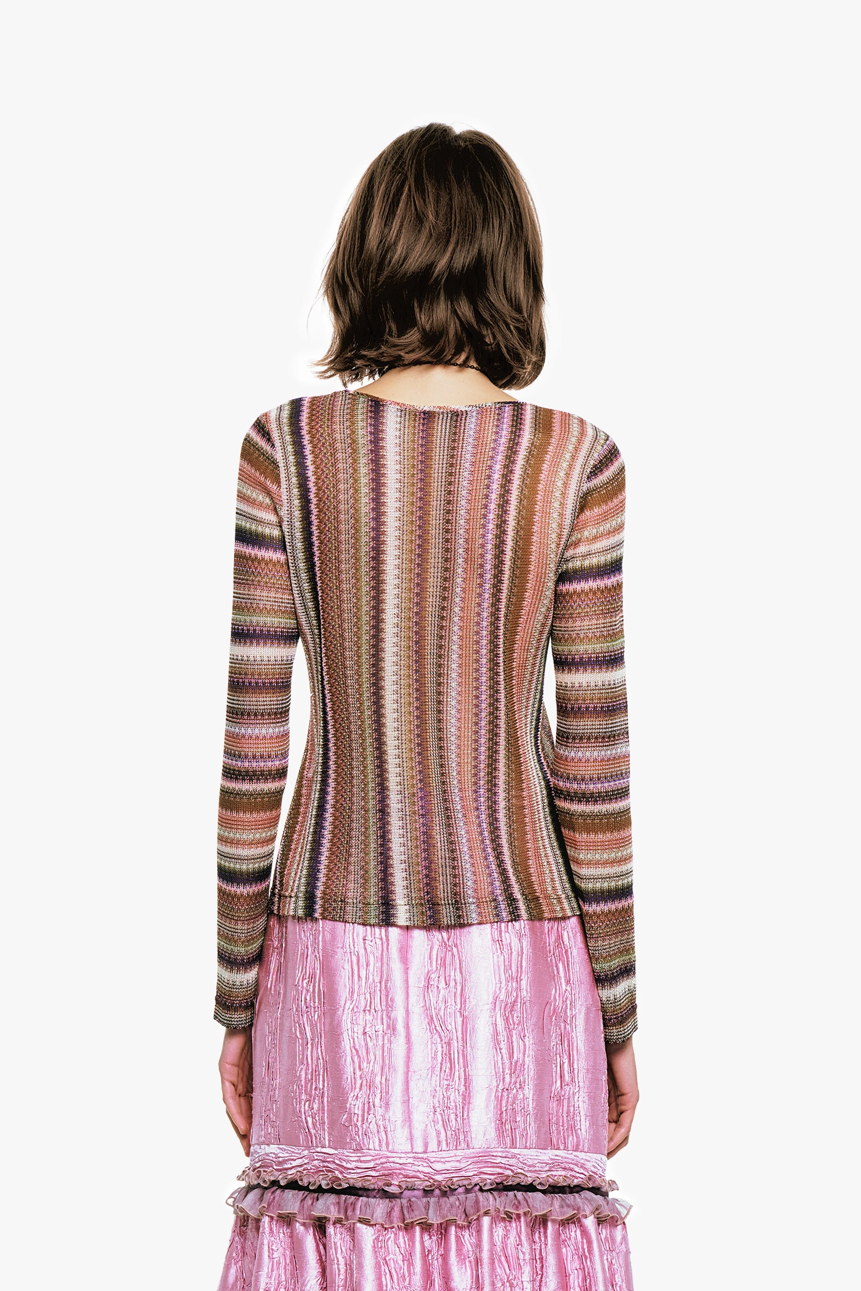 Anna Sui Wavy Chevron Knit Long Sleeve Stripe Top - Image 5