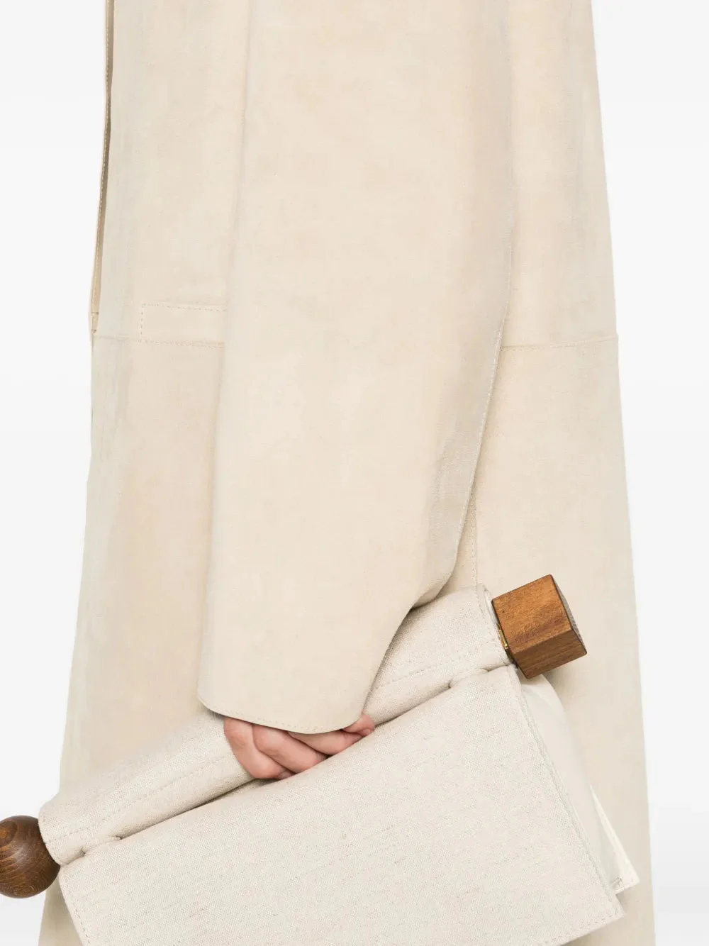 Totême Collarless Suede Coat - Peanut - Image 5