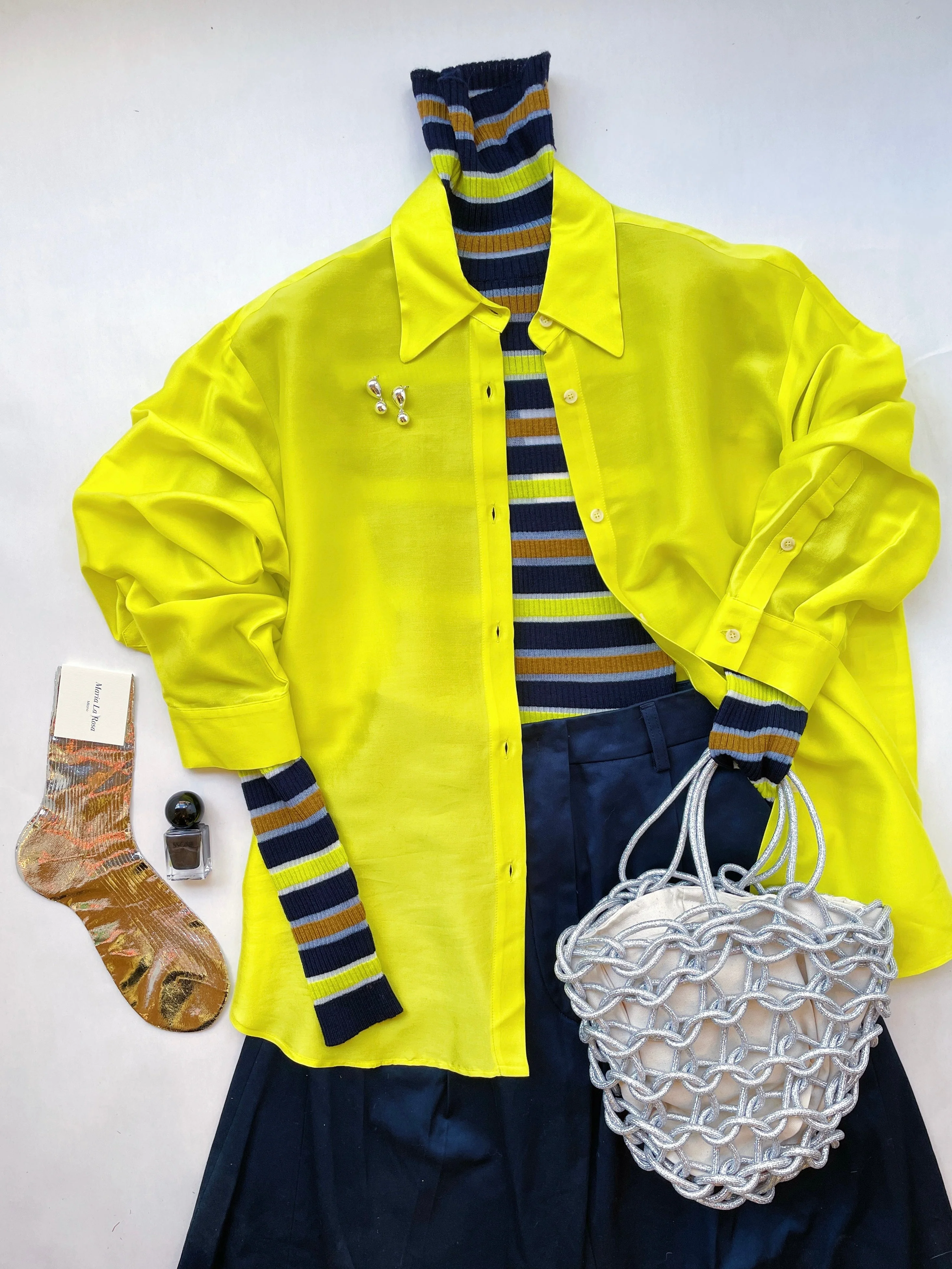 Alysi Crinkle Silk Shirt - Yellow - Image 3