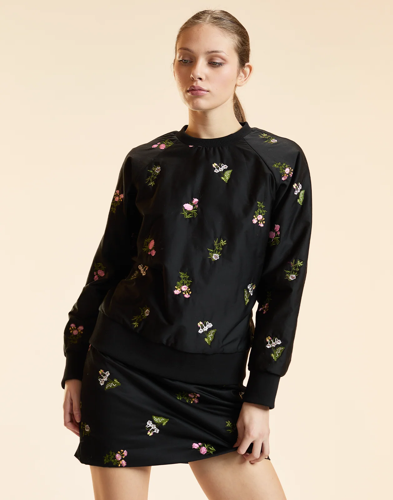 Cynthia Rowley Bouquet Embroidered Mini Skirt - Black - Image 2