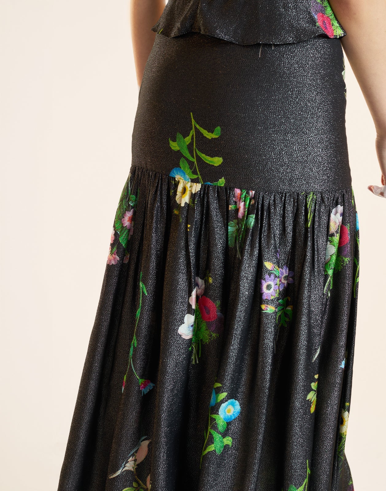 Cynthia Rowley Moonlight Shimmer Skirt - Black Floral - Image 3