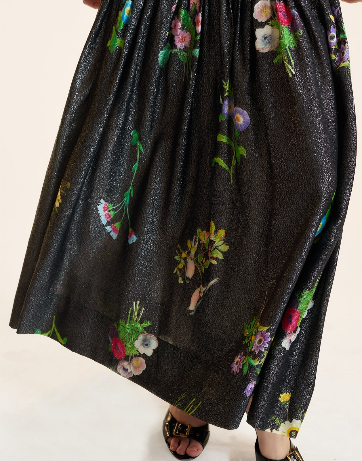 Cynthia Rowley Moonlight Shimmer Skirt - Black Floral - Image 5
