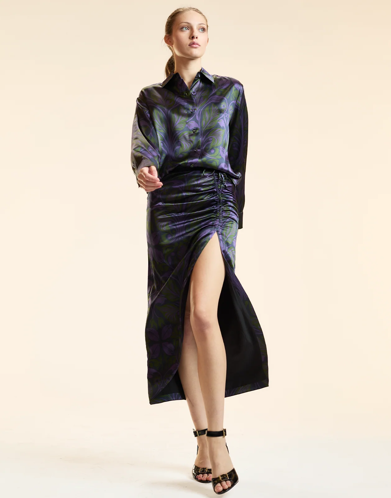 Cynthia Rowley Siren Ruched Skirt - Purple - Image 3
