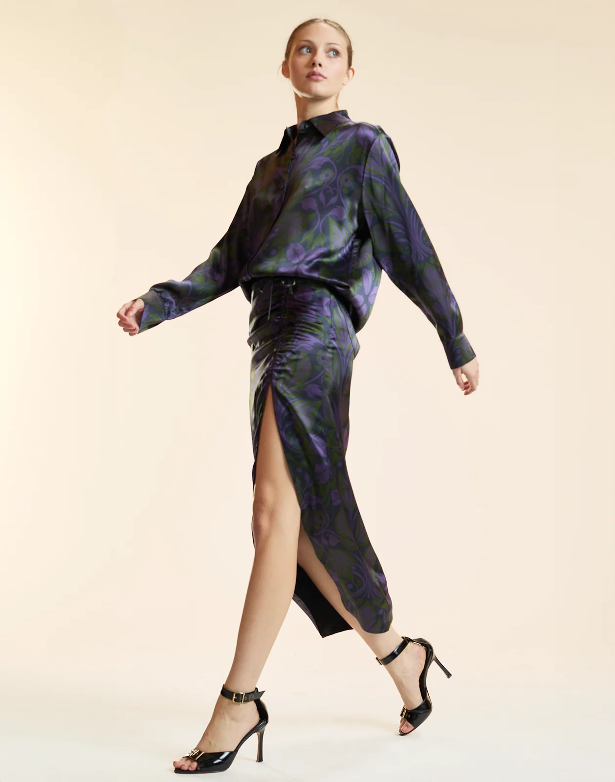 Cynthia Rowley Siren Ruched Skirt - Purple - Image 4