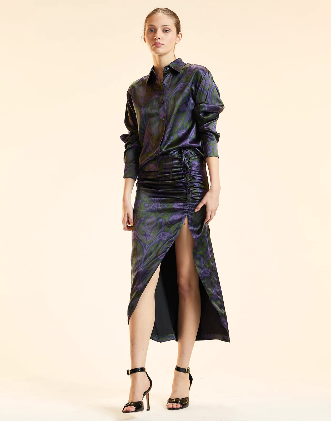 Cynthia Rowley Siren Ruched Skirt - Purple - Image 5