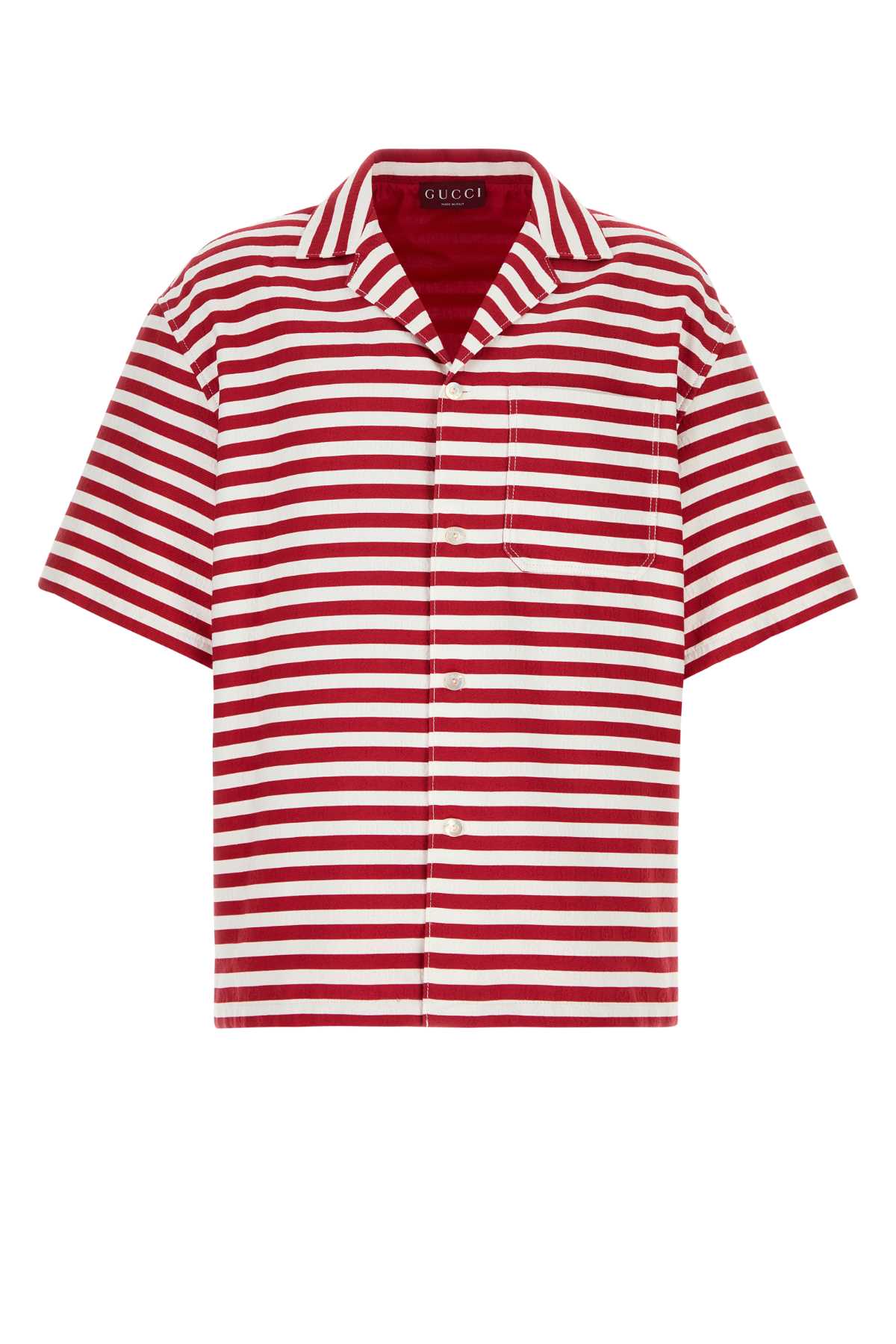 Gucci Embroidered Cotton Blend Shirt - Red/White/Mc