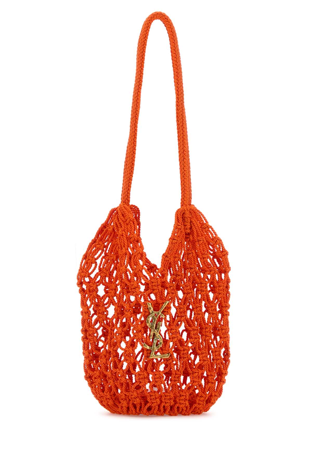 Saint Laurent Orange Crochet Bucket Bag - Blazing Orange