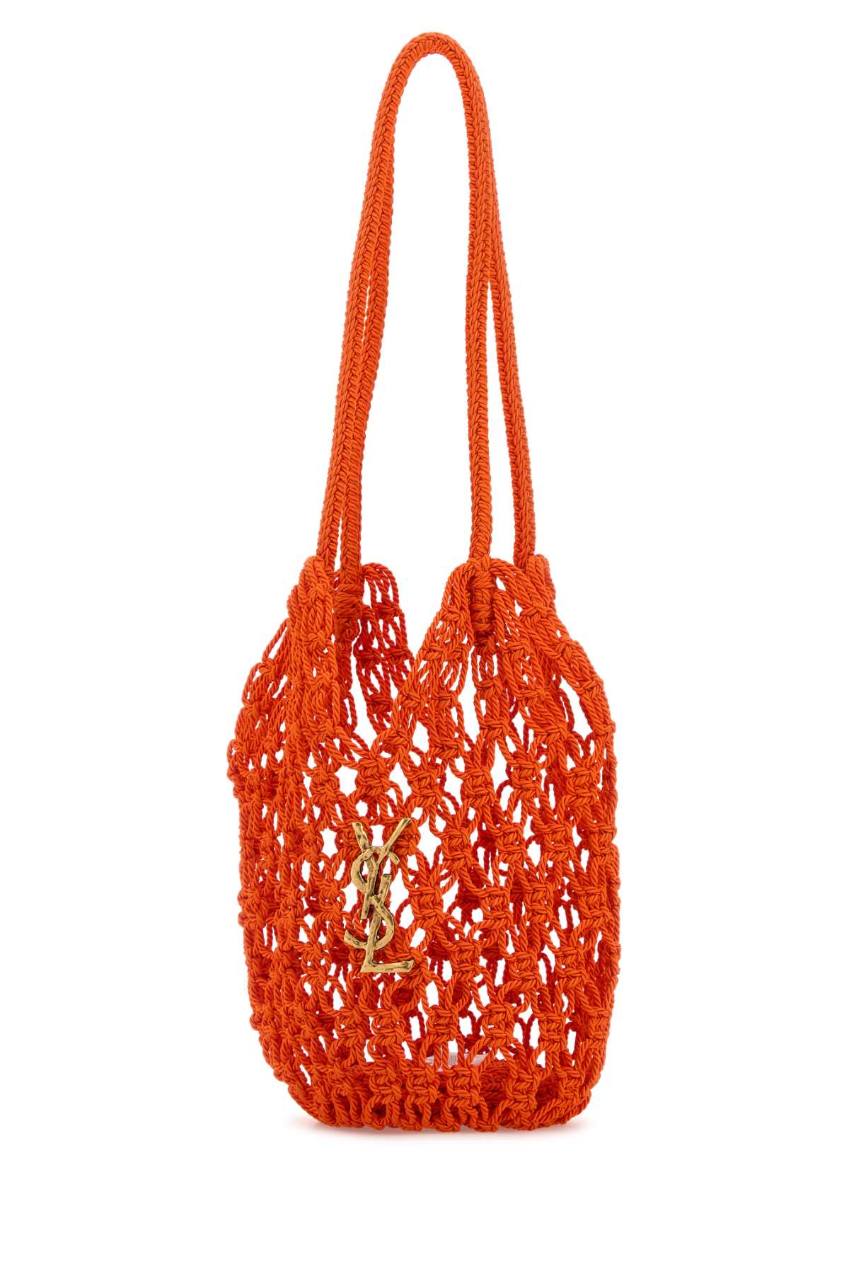 Saint Laurent Orange Crochet Bucket Bag - Blazing Orange - Image 2