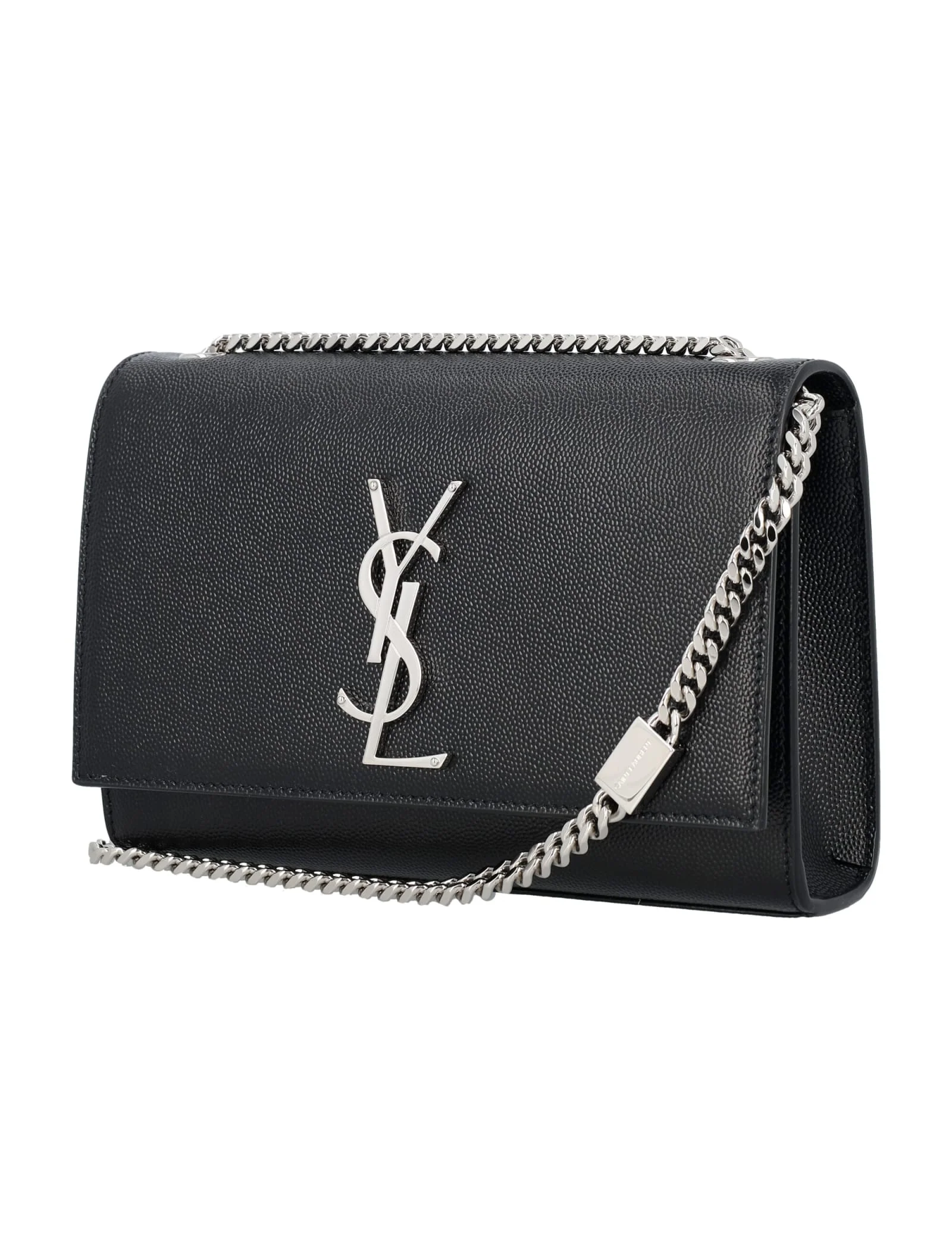Saint Laurent Kate Small Grain De Poudre Embossed Leather Shoulder Bag - Black - Image 3