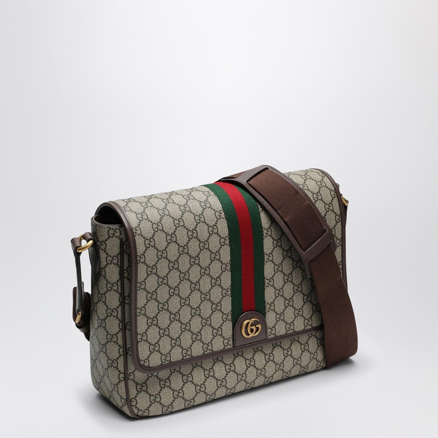 Gucci Shoulder Bag With Web Detail in GG Fabric - Beige / Ebony - Image 2