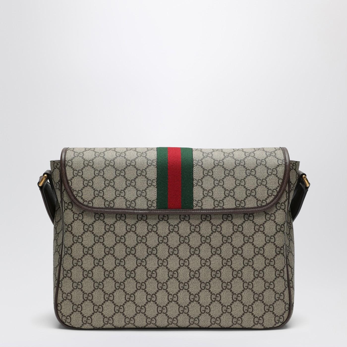 Gucci Shoulder Bag With Web Detail in GG Fabric - Beige / Ebony - Image 3