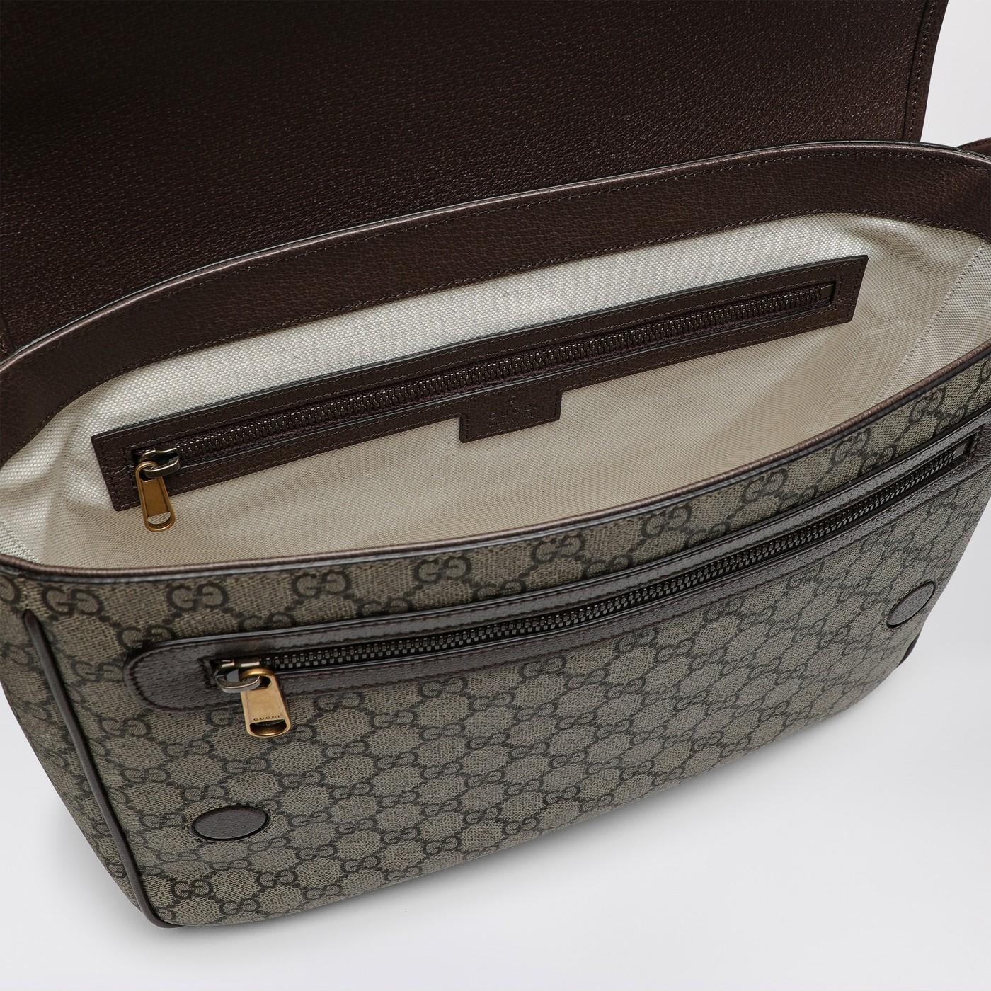 Gucci Shoulder Bag With Web Detail in GG Fabric - Beige / Ebony - Image 4