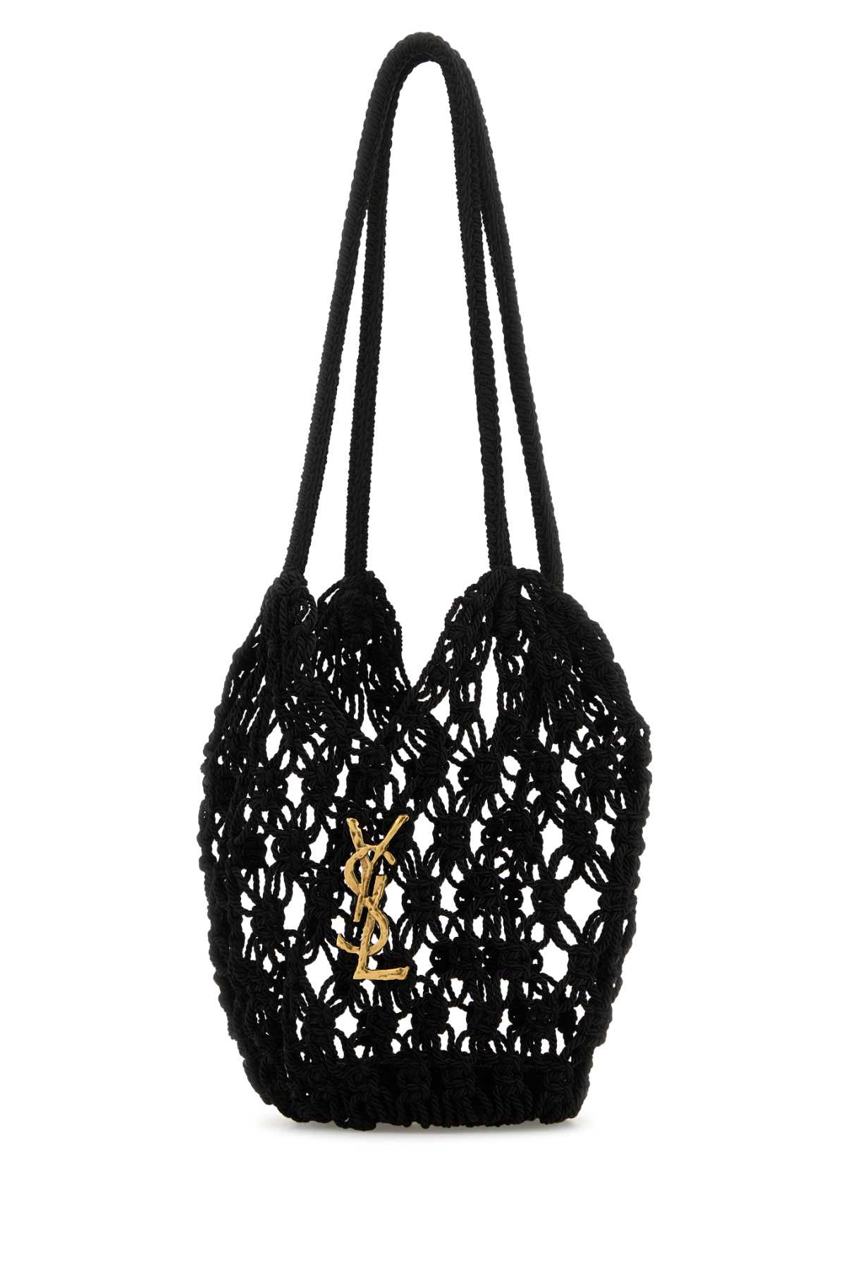 Saint Laurent Crochet Bucket Bag - Black - Image 2