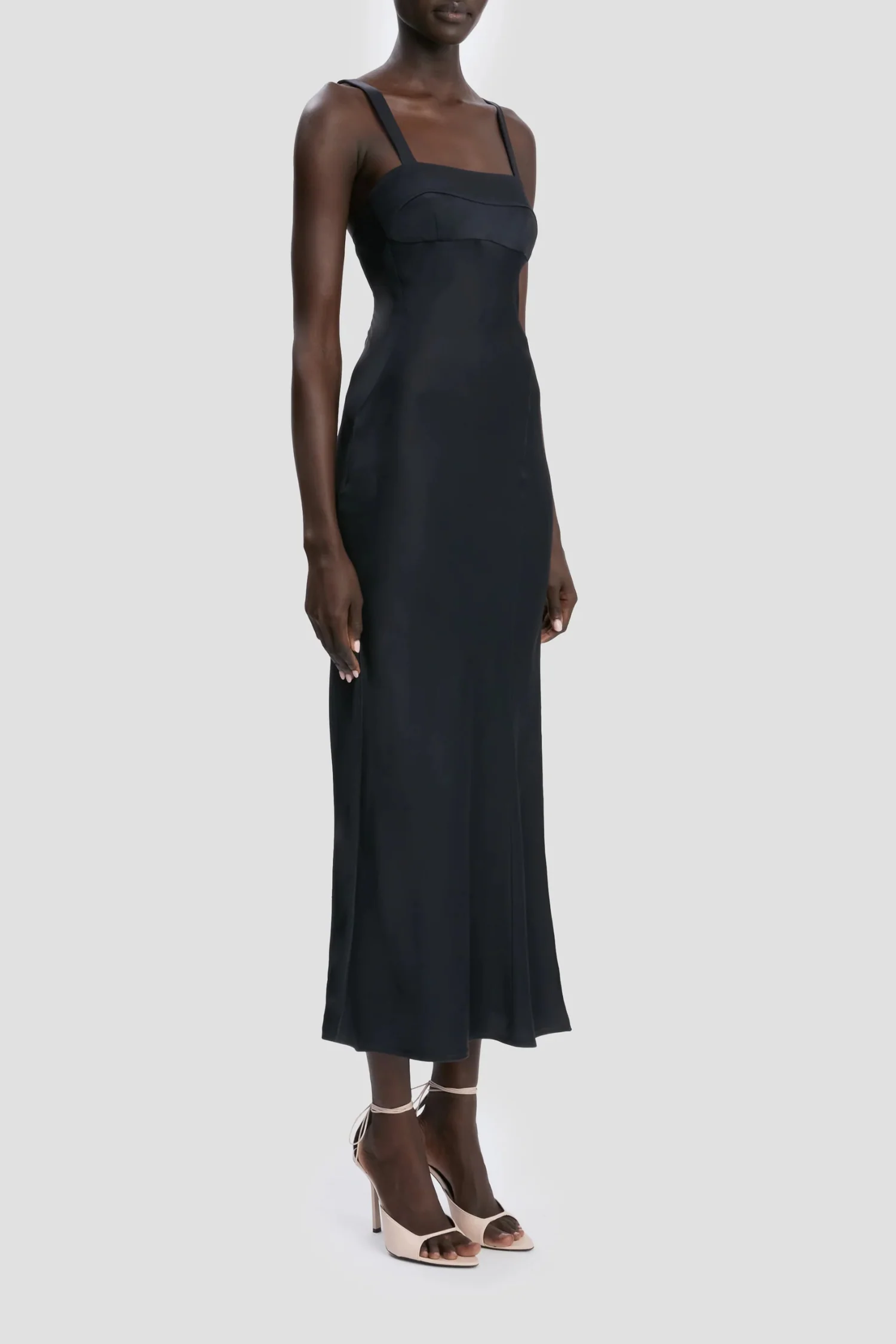 Victoria Beckham Cami Dress With Side Slit Dress - Navy - Image 3