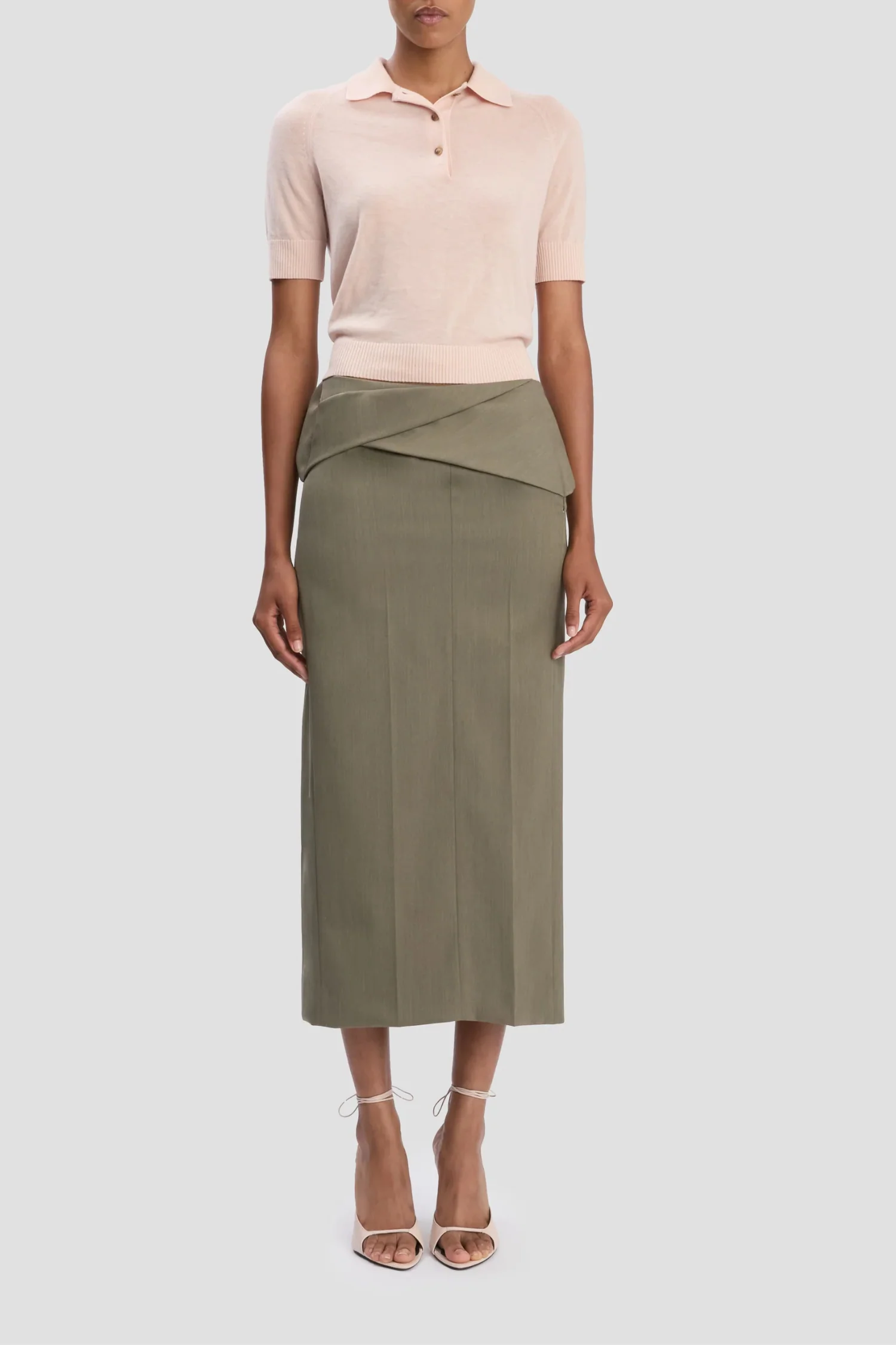 Victoria Beckham Polo Collar Top Polo - Pale Rose - Image 2