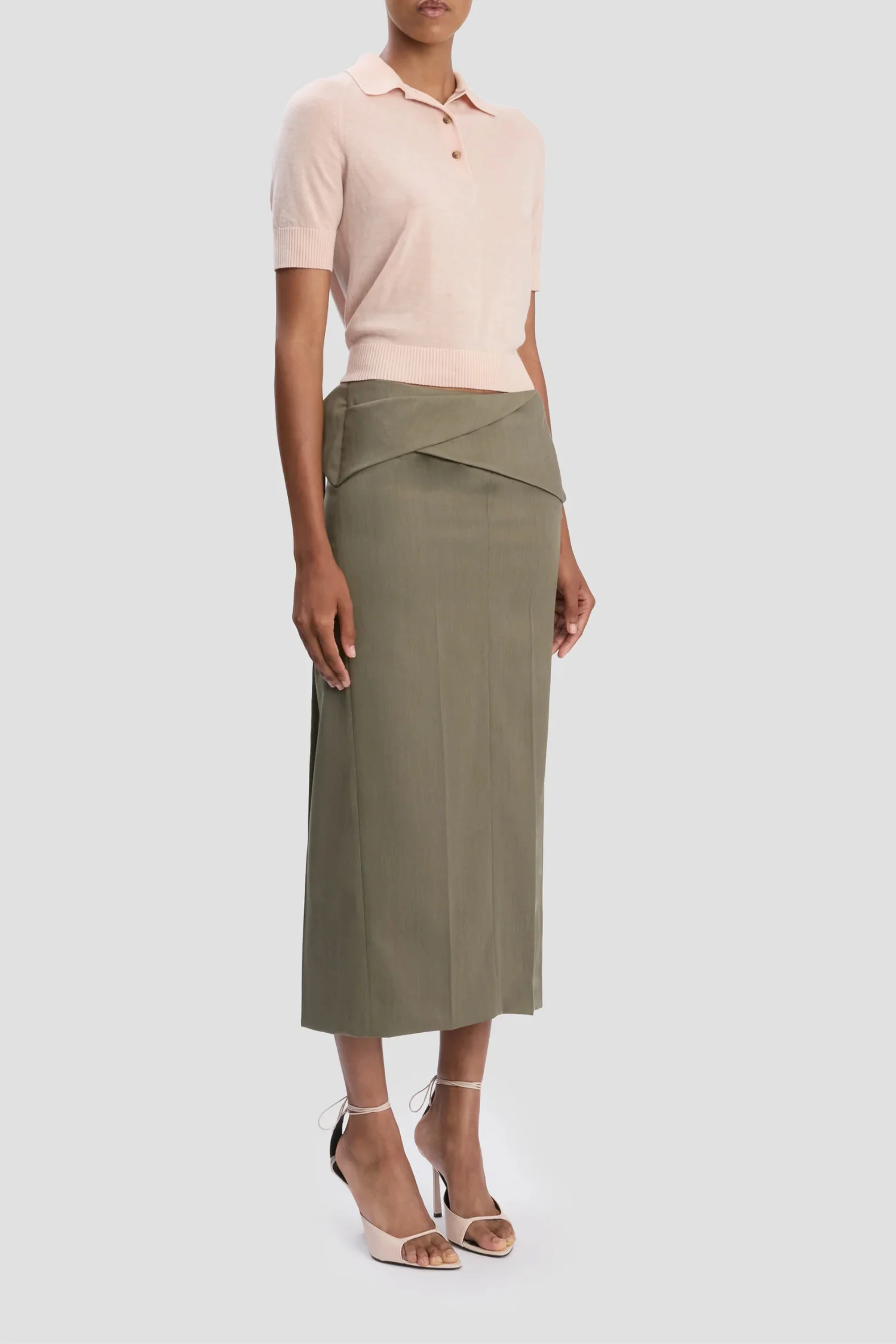 Victoria Beckham Polo Collar Top Polo - Pale Rose - Image 3