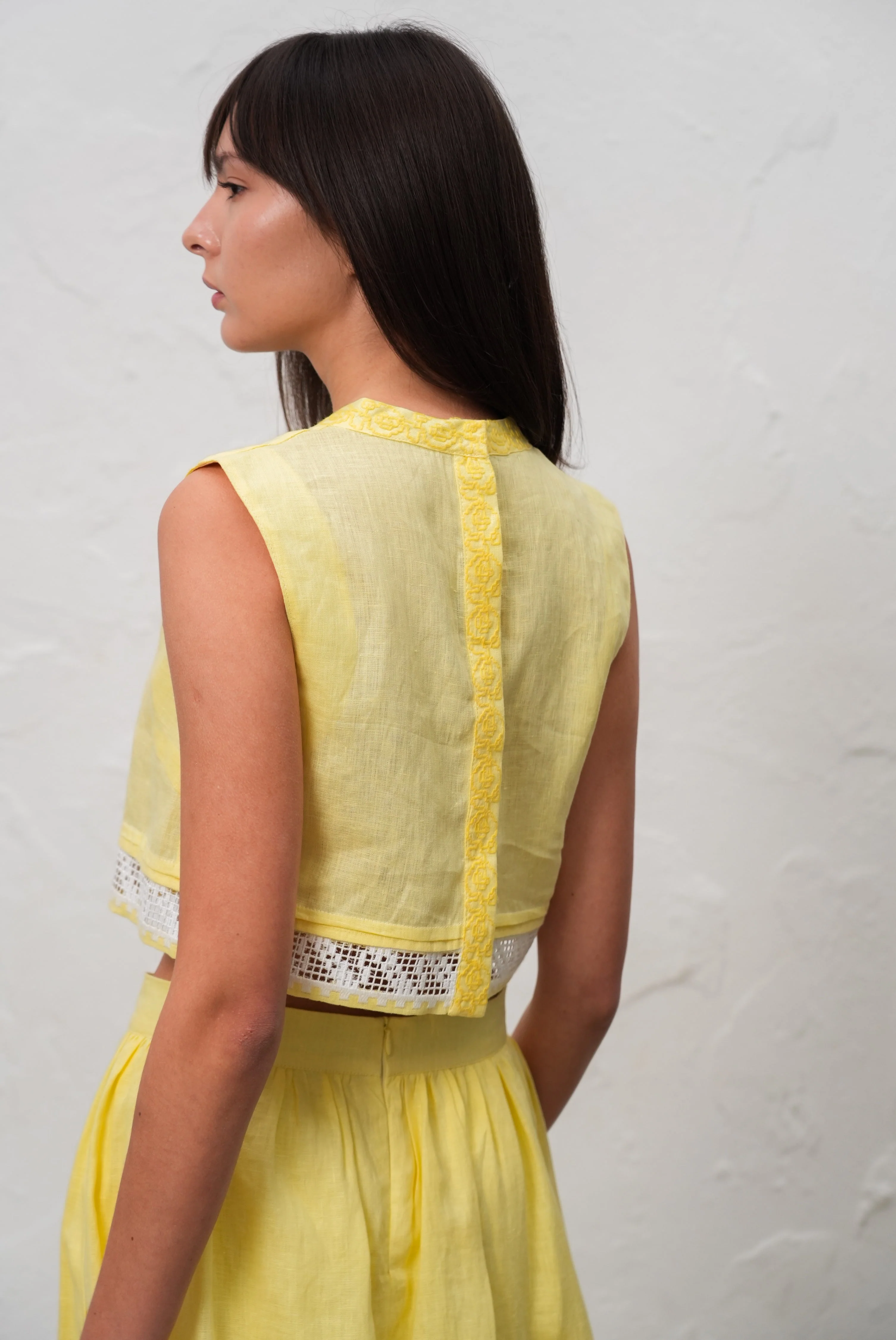 Annabo Desert Rose Crop Top - Yellow - Image 6