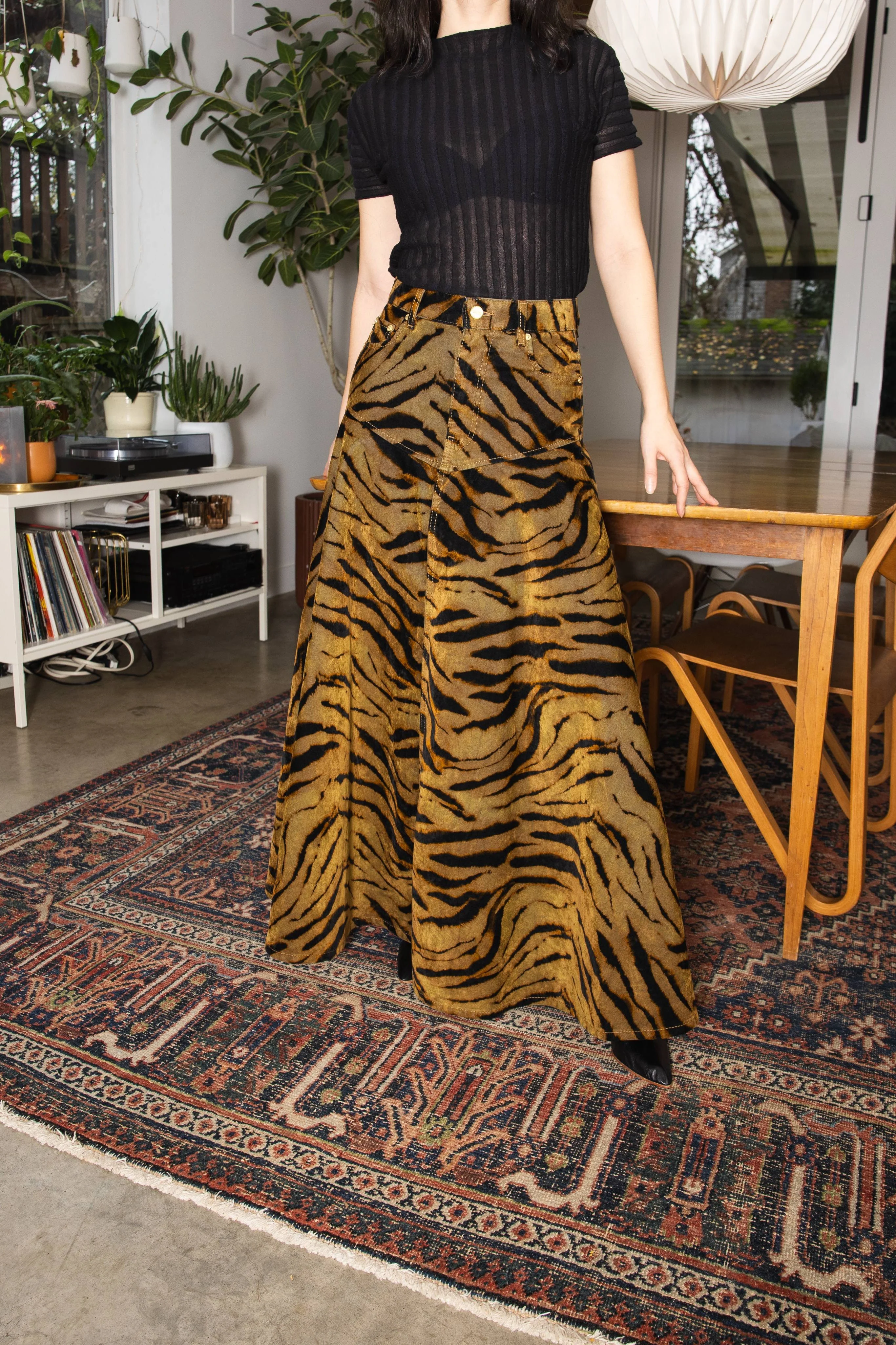 Ganni Printed Flock Denim Long Skirt - Image 2
