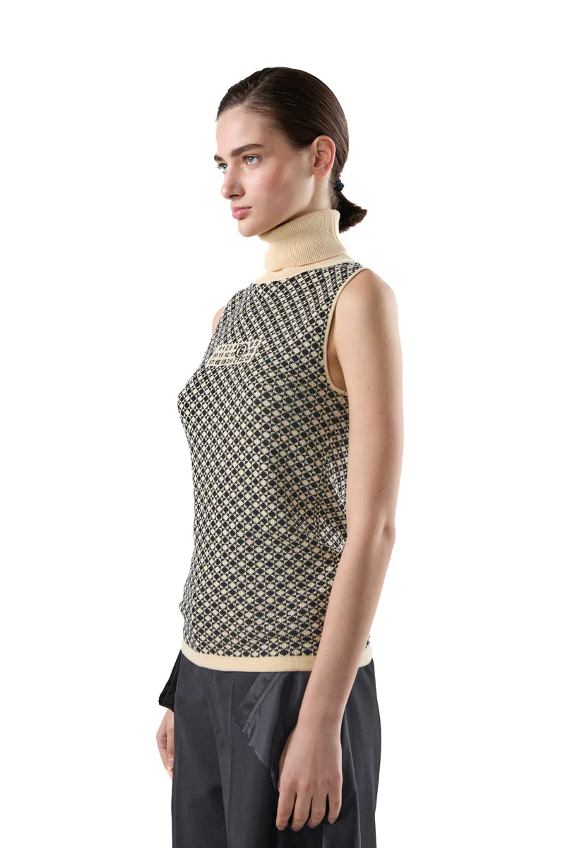 MM6 Maison Margiela Turtleneck Knit Sleeveless Top - Image 2