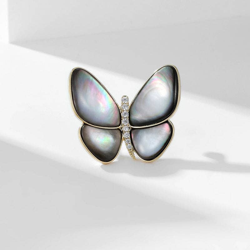 Perimade & Co. Mother of Pearl Butterfly Statement Brooch