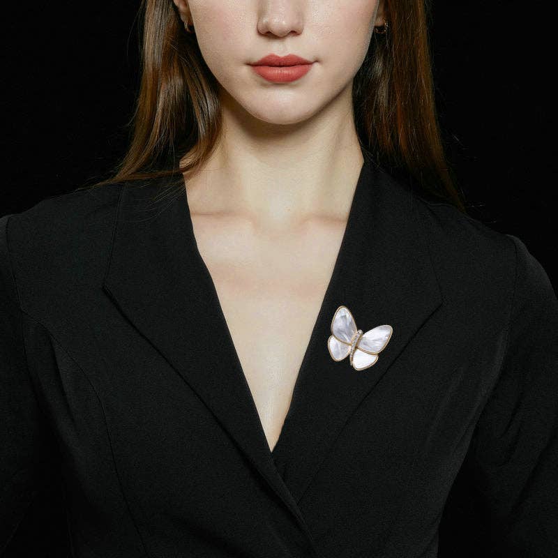 Perimade & Co. Mother of Pearl Butterfly Statement Brooch - Image 2