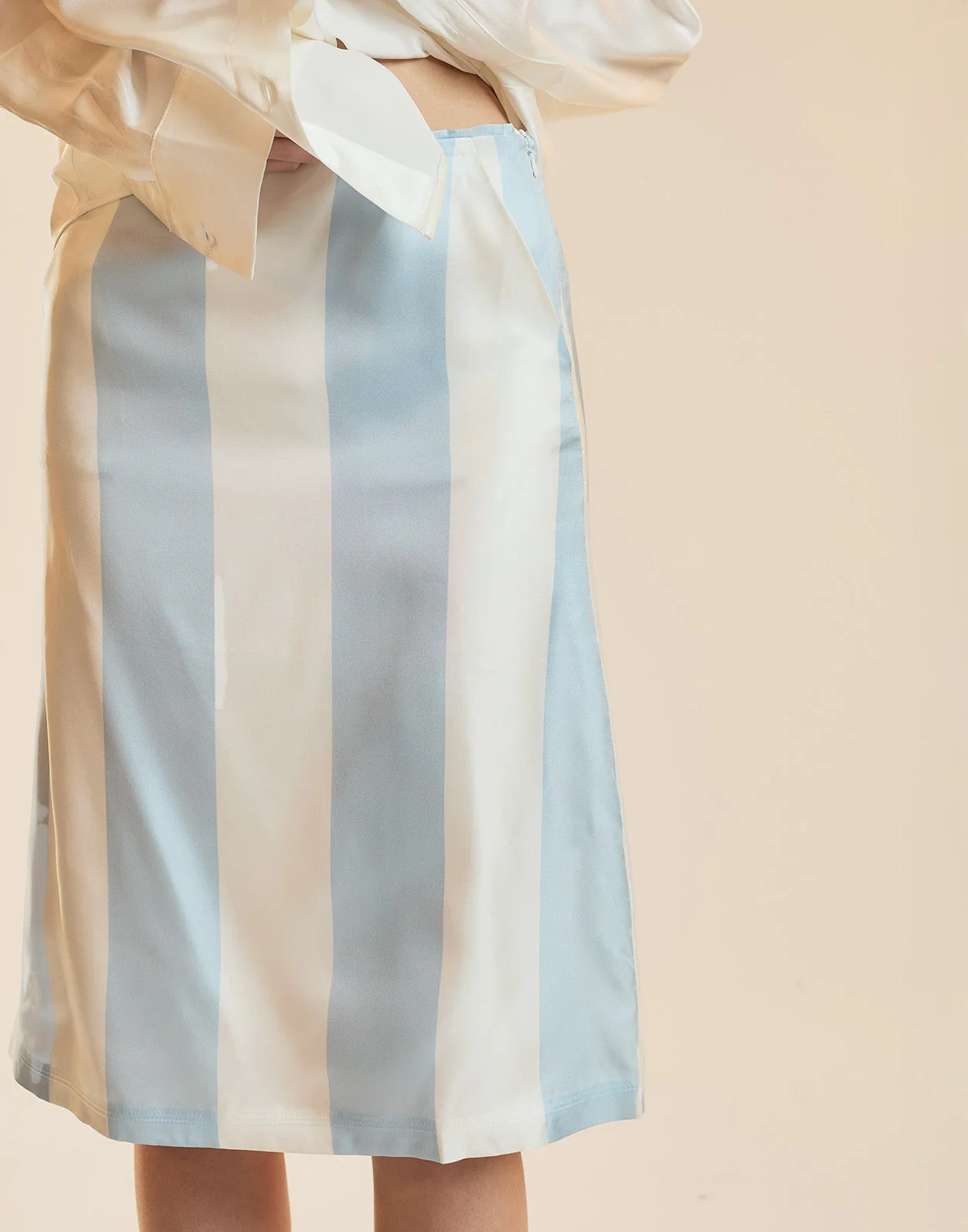 Cynthia Rowley Stripe Collectible Silk Skirt - Blue/White - Image 4