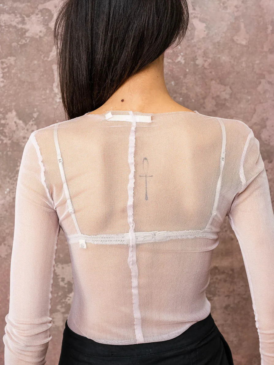 Sula Clothing LTD. Slash Neck Silk Tulle Tee - Image 5