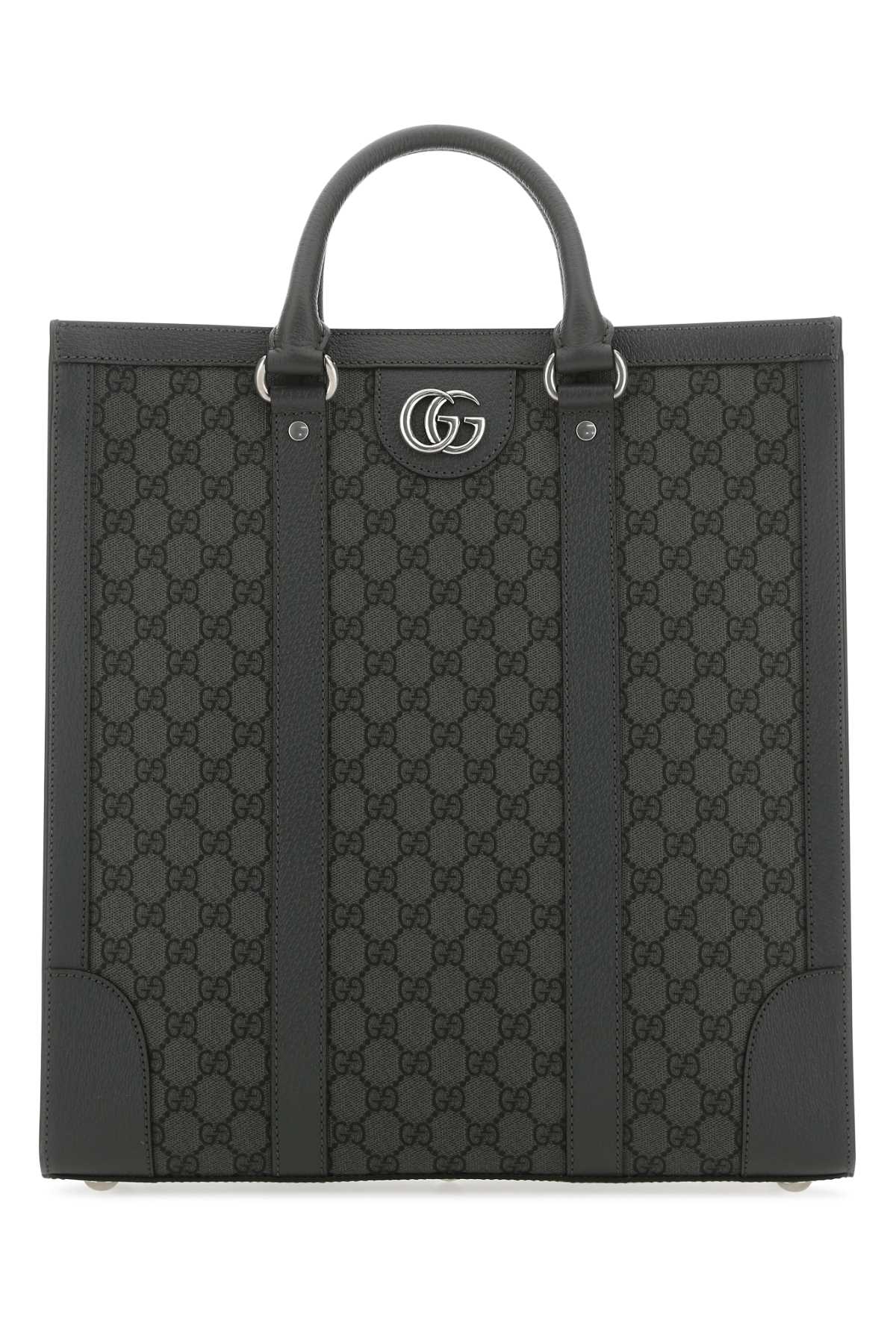 Gucci Gg Supreme Fabric And Leather Ophidia Shopping Bag - Gray