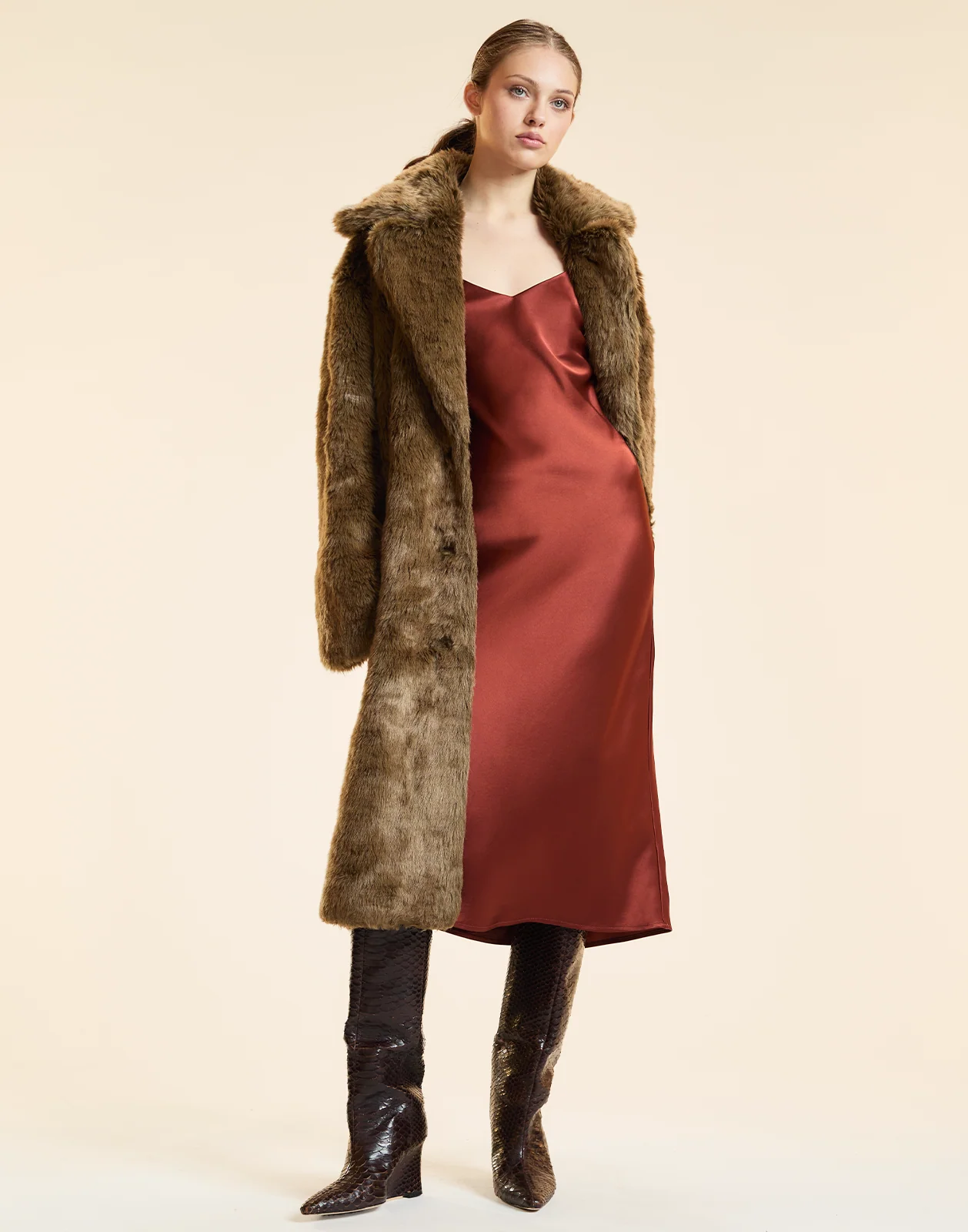 Cynthia Rowley Uptown Faux Fur Trench Coat - Brown - Image 2