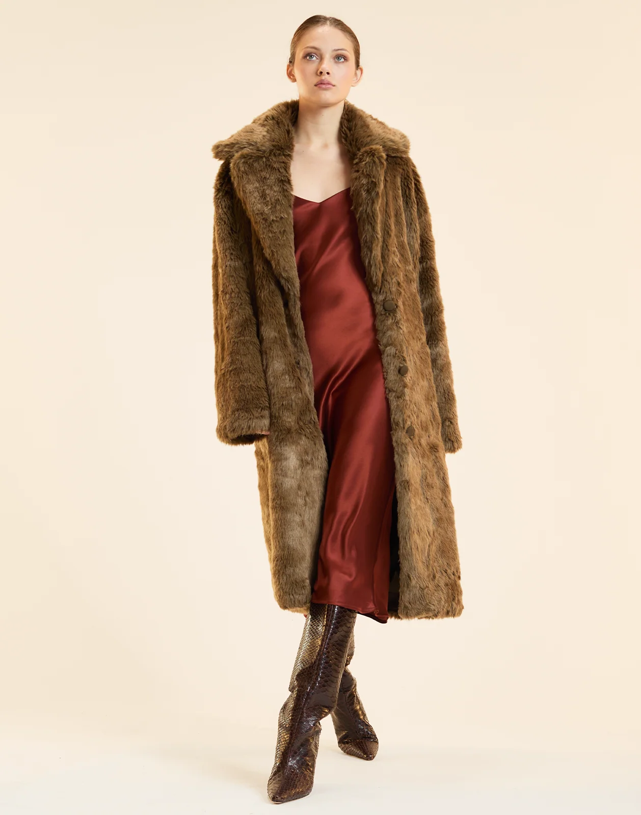Cynthia Rowley Uptown Faux Fur Trench Coat - Brown - Image 3