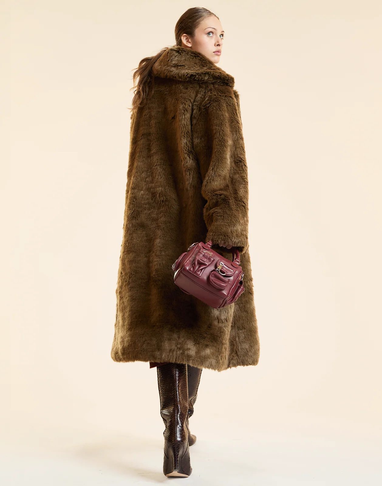 Cynthia Rowley Uptown Faux Fur Trench Coat - Brown - Image 4