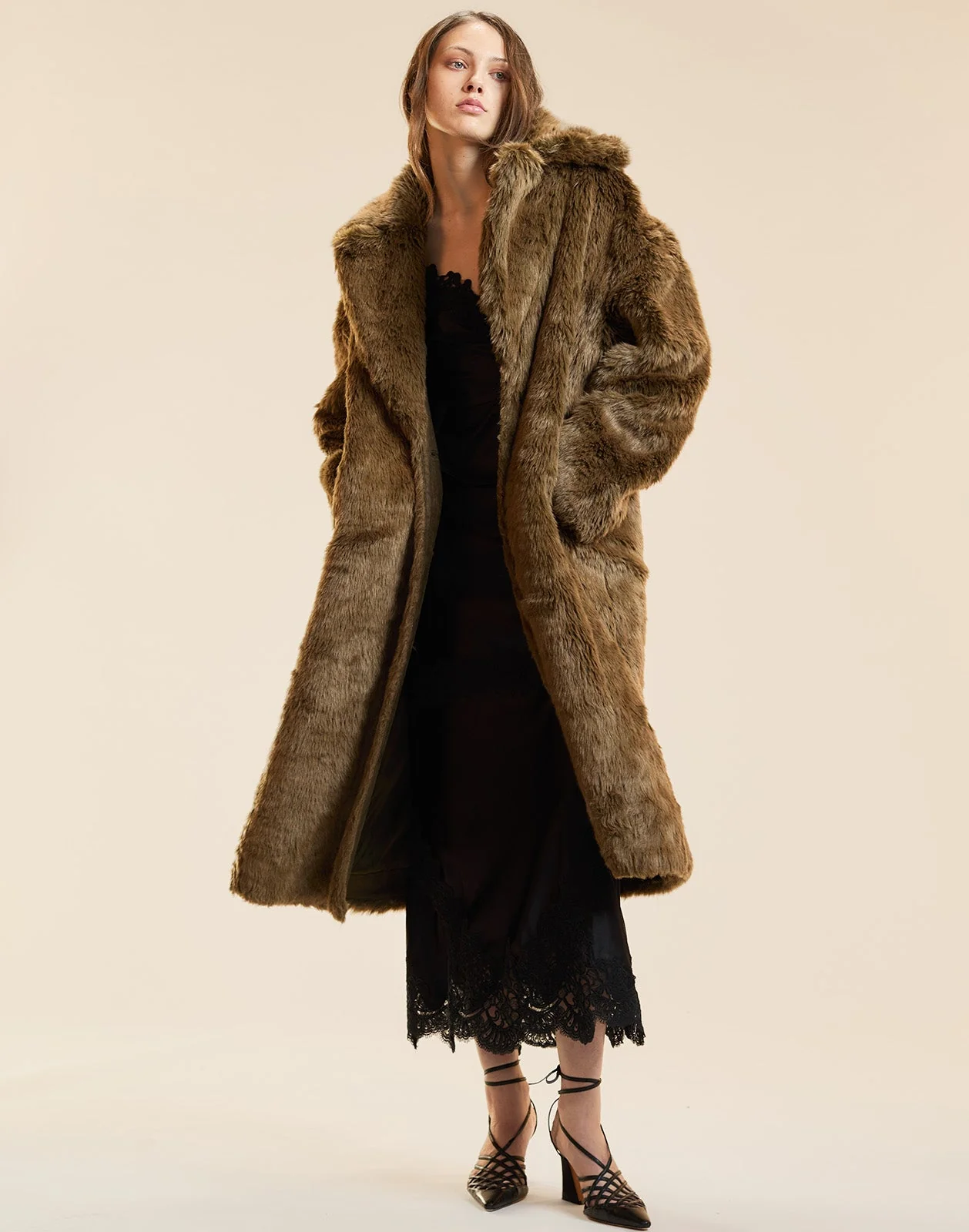 Cynthia Rowley Uptown Faux Fur Trench Coat - Brown - Image 5