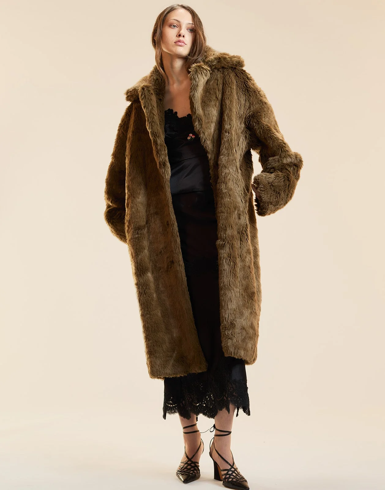 Cynthia Rowley Uptown Faux Fur Trench Coat - Brown - Image 6