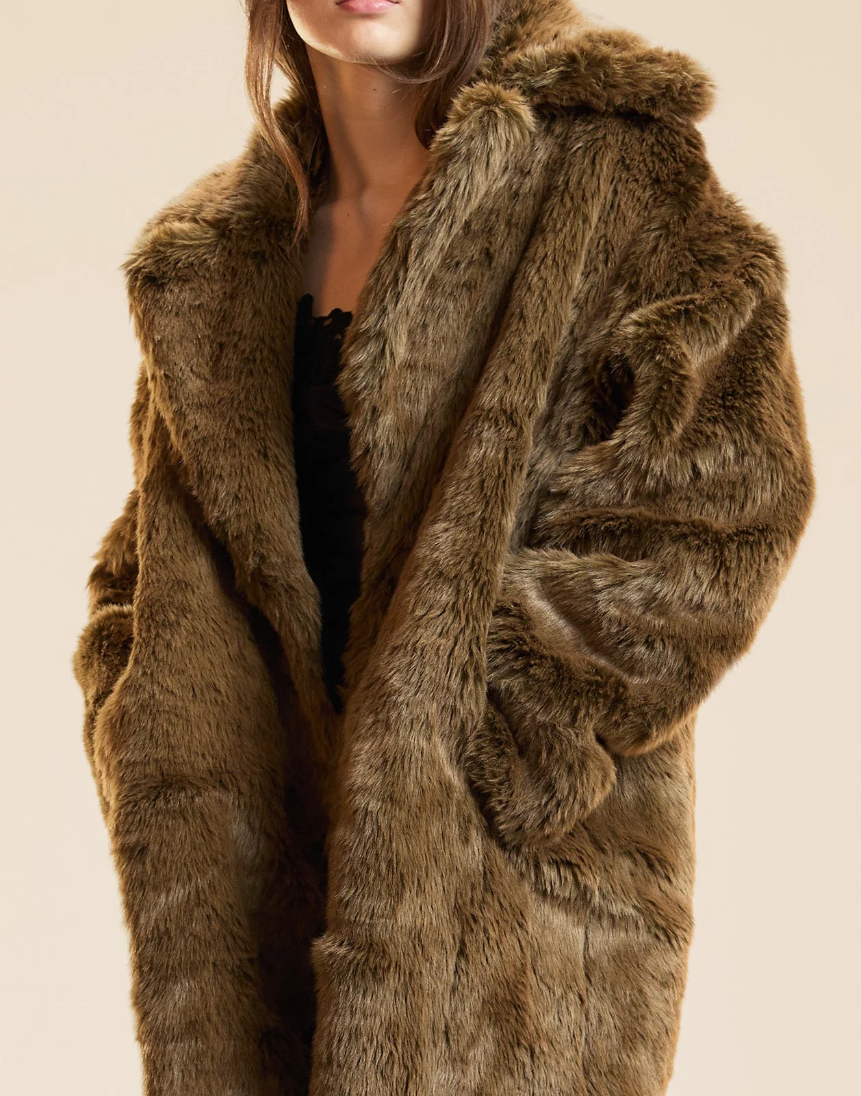 Cynthia Rowley Uptown Faux Fur Trench Coat - Brown - Image 7