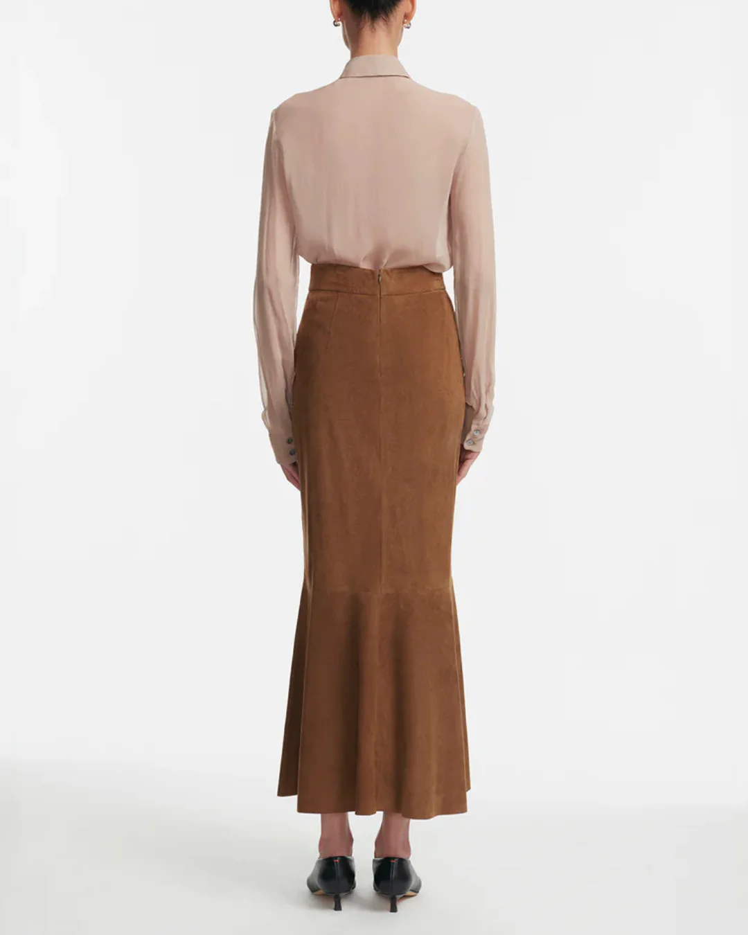 Lela Rose Paillette Embroidered Georgette Shirt - Taupe - Image 3