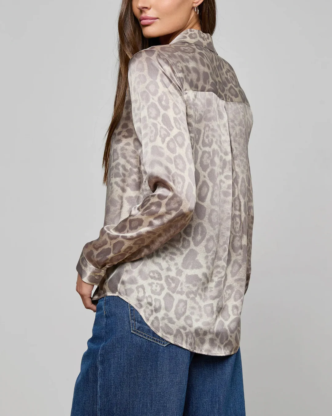 L'agence Tyler L/S Blouse - Grey Multi Patch Leopard - Image 6