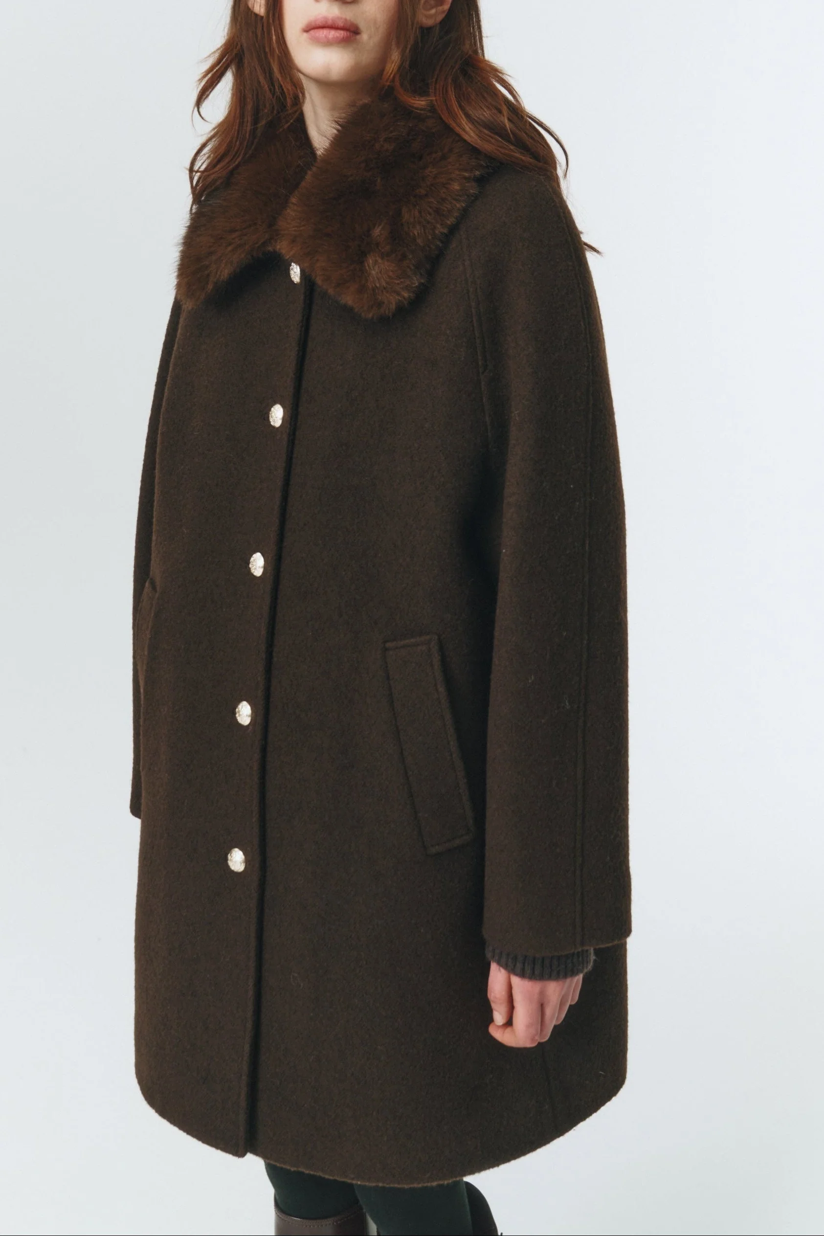 Dunst Boucle Wool Half Coat - Brown - Image 2