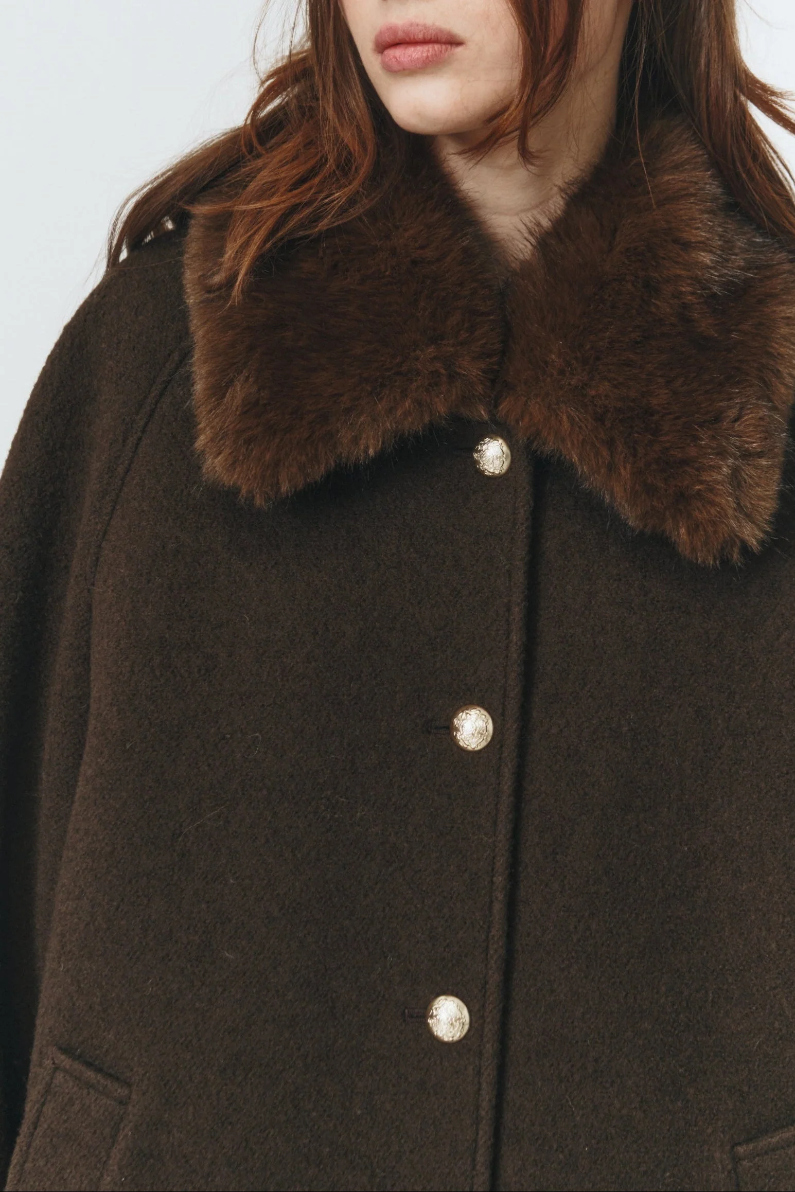 Dunst Boucle Wool Half Coat - Brown - Image 3