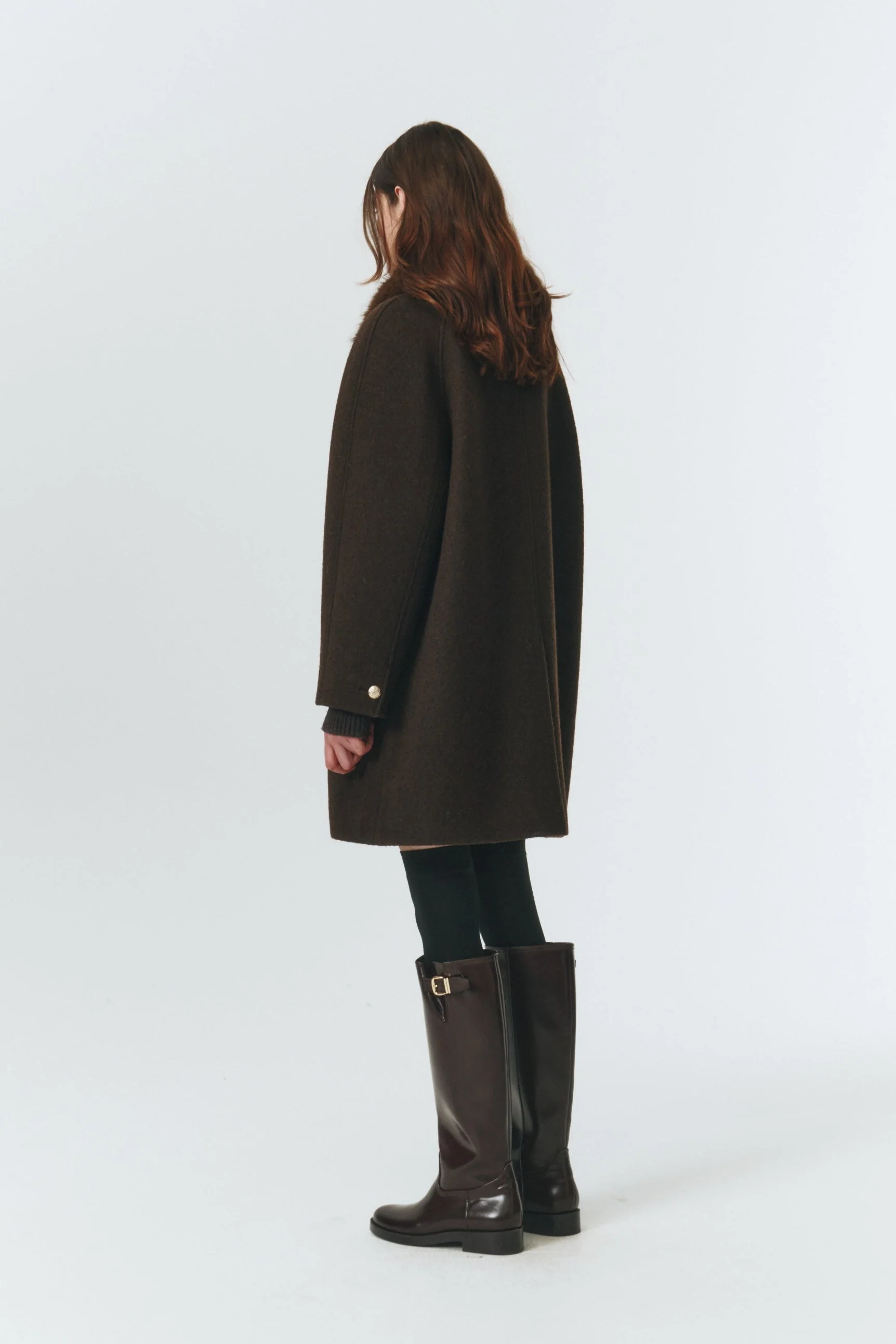 Dunst Boucle Wool Half Coat - Brown - Image 6
