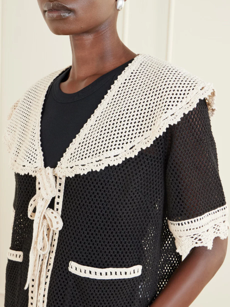 Sea NY Kendall Crochet Tie Front Top - Image 4