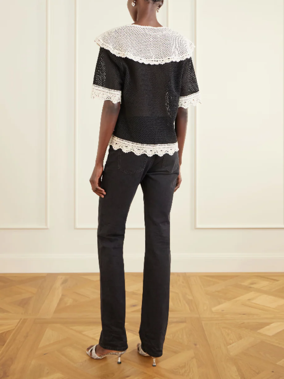 Sea NY Kendall Crochet Tie Front Top - Image 6