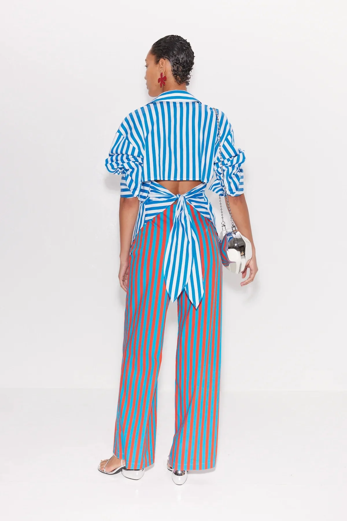 Simon Miller Pia Poplin Pants - Blue-Paprika Stripe - Image 4