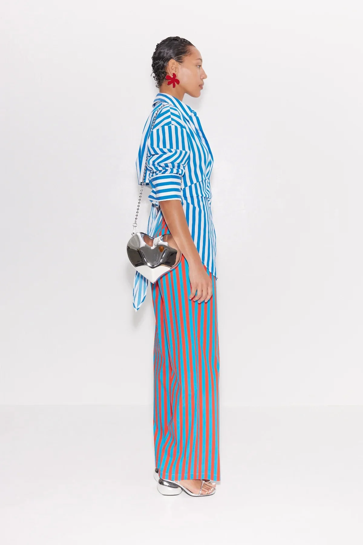 Simon Miller Pia Poplin Pants - Blue-Paprika Stripe - Image 5