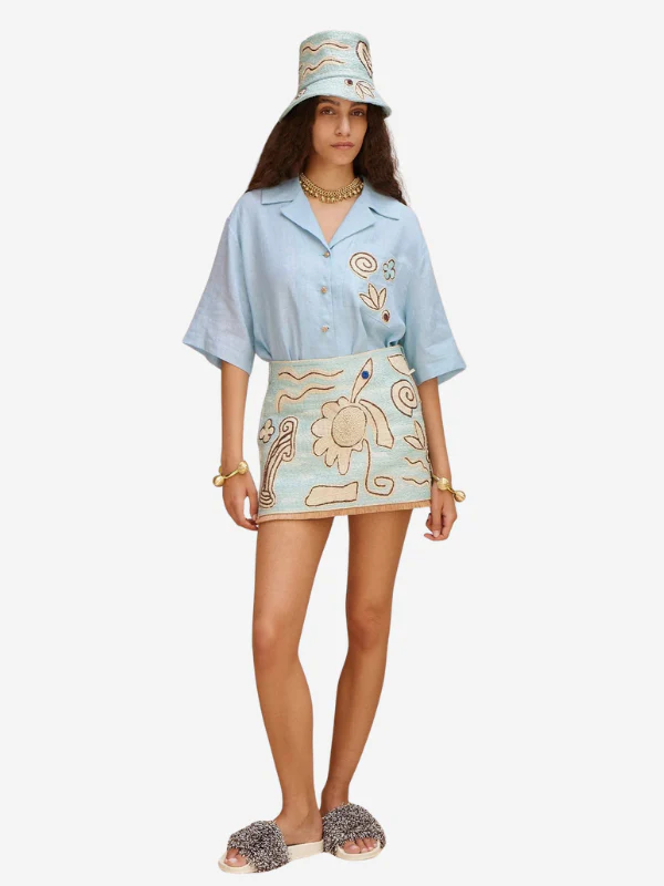 ALEMAIS Azar Raffia Skirt - Image 2