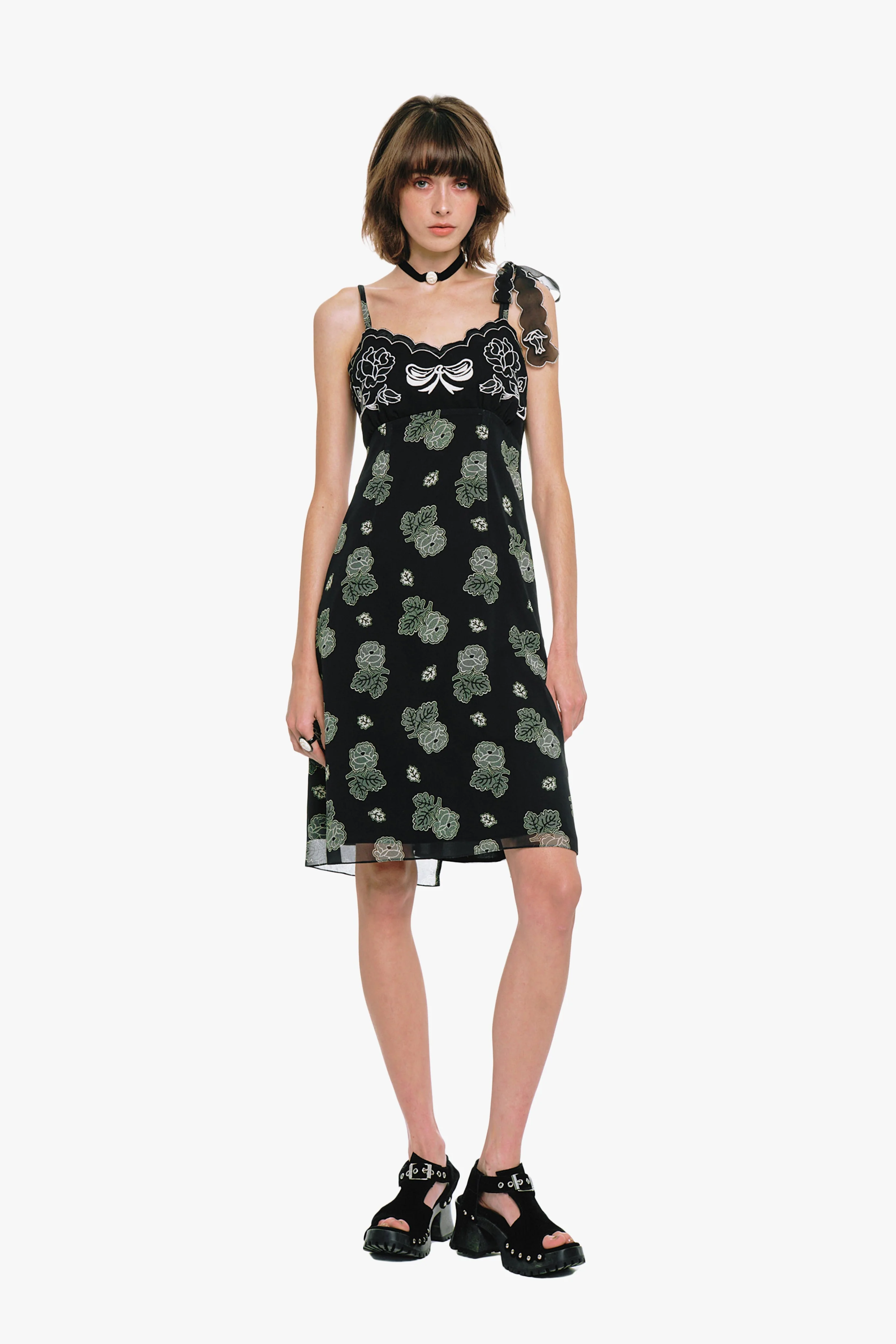 Anna Sui Sketch Roses Chiffon Embroidery Slip Dress - Image 3