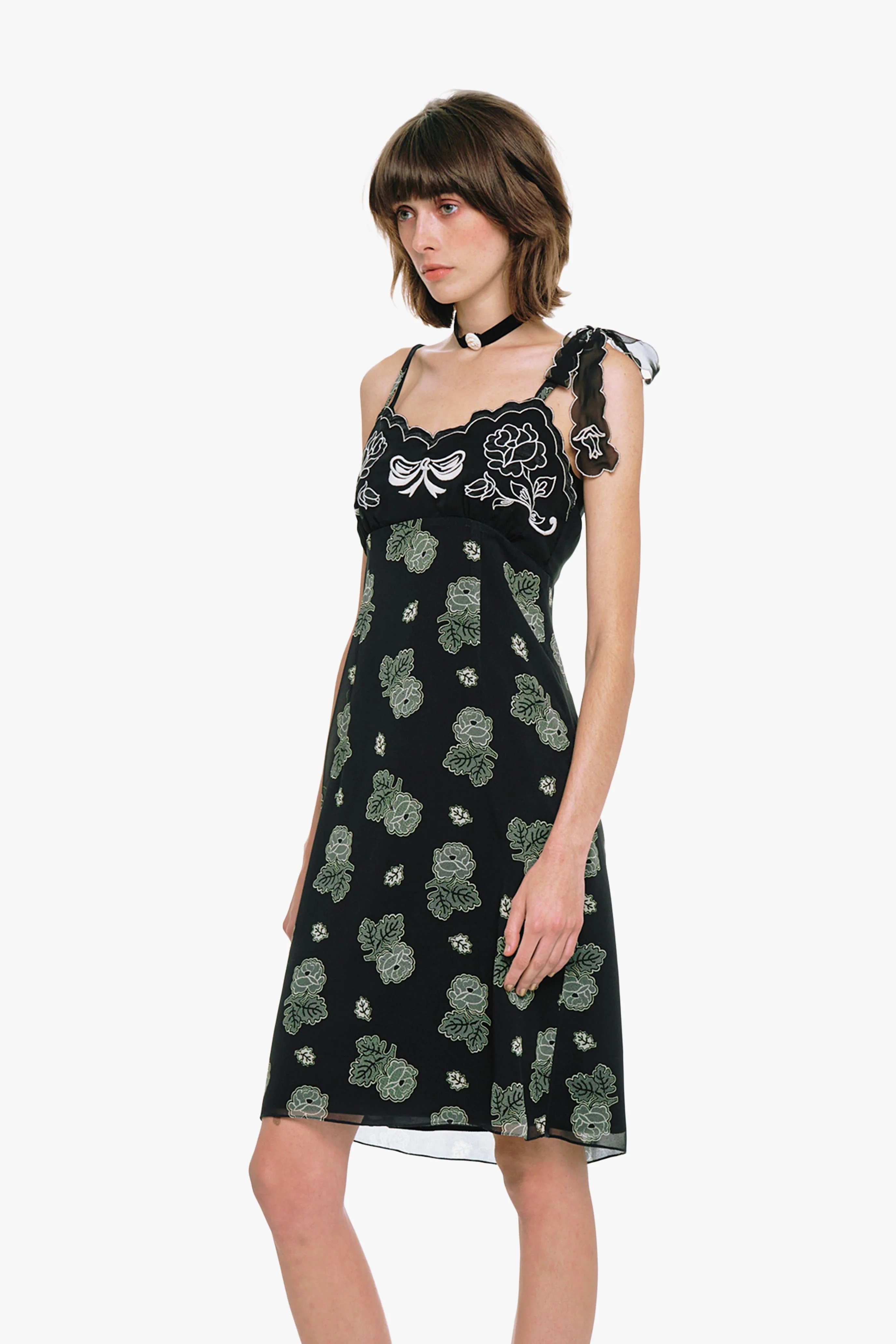 Anna Sui Sketch Roses Chiffon Embroidery Slip Dress - Image 5