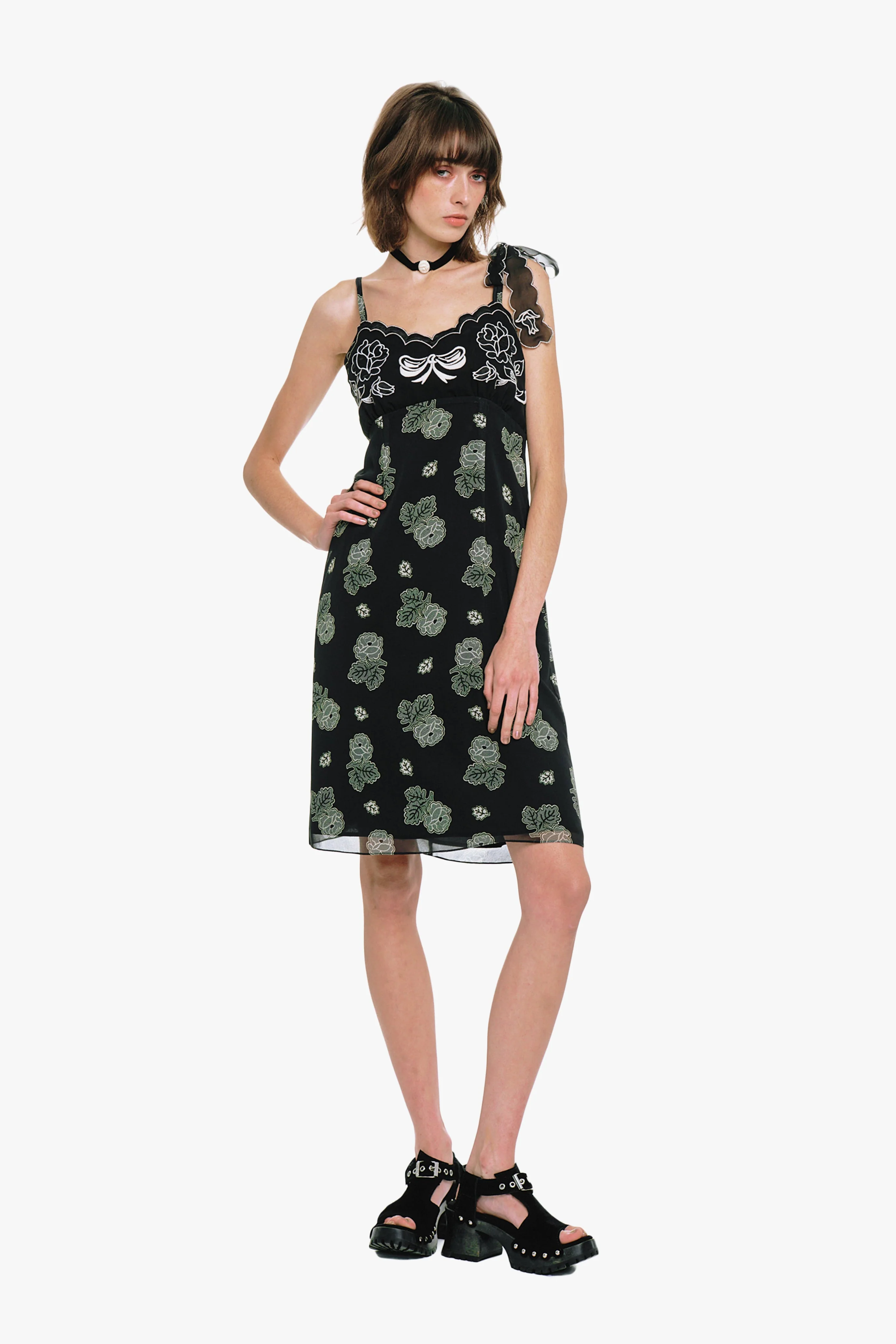 Anna Sui Sketch Roses Chiffon Embroidery Slip Dress - Image 7