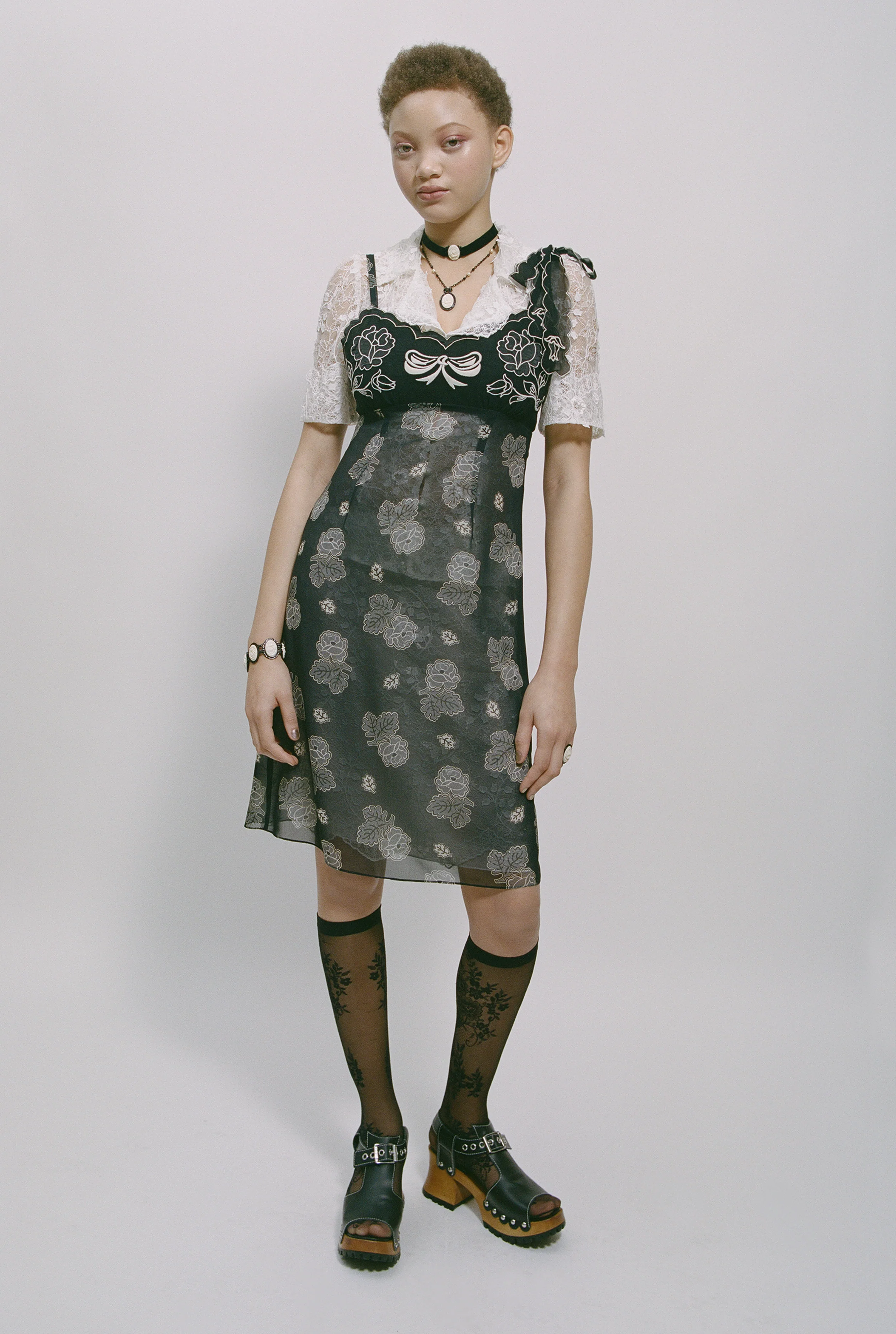 Anna Sui Sketch Roses Chiffon Embroidery Slip Dress - Image 9