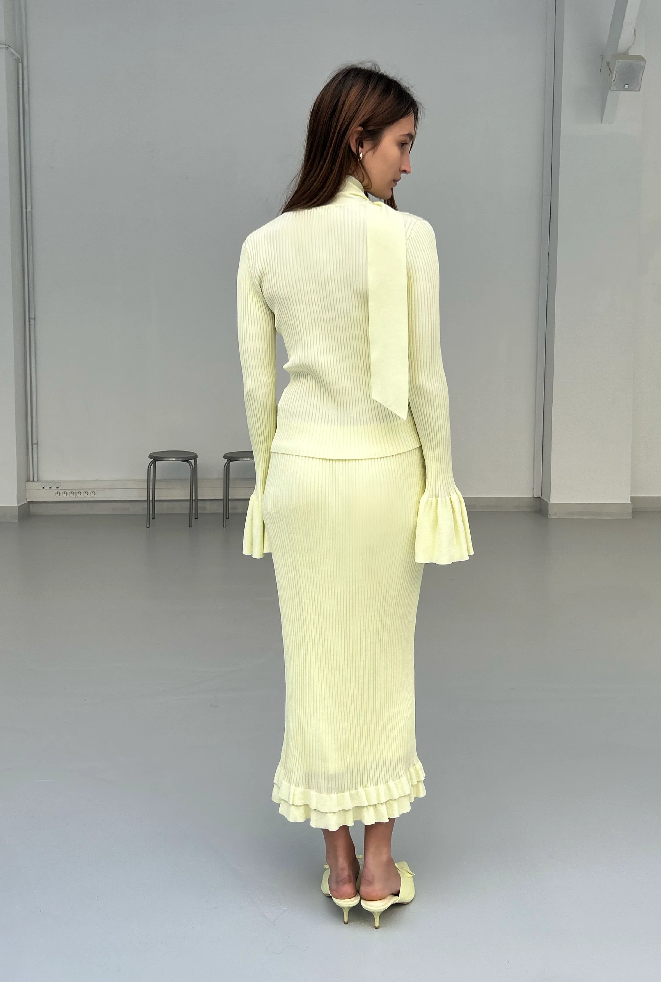 SAEMDI Sunny Scarf Top - Pale Yellow - Image 4